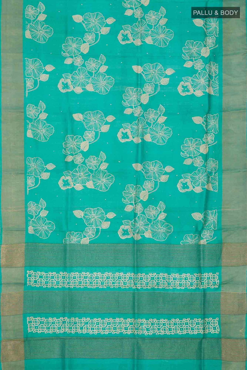 Teal Bhagalpuri Tussar Silk Saree