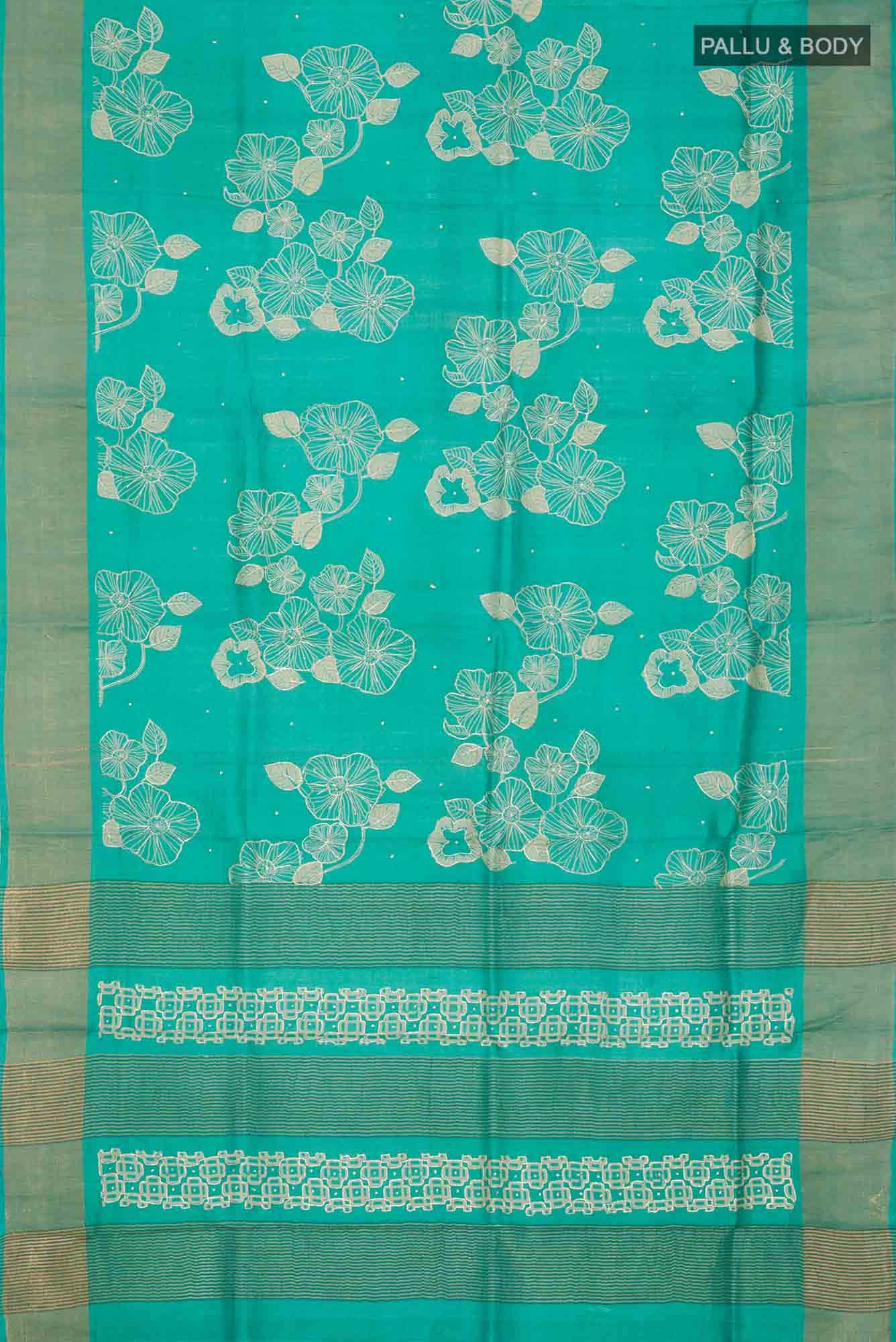 Teal Bhagalpuri Tussar Silk Saree