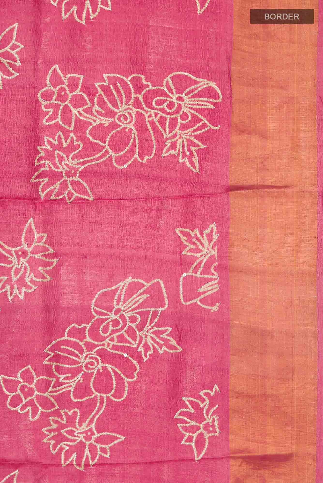 Red Bhagalpuri Tussar Silk Saree