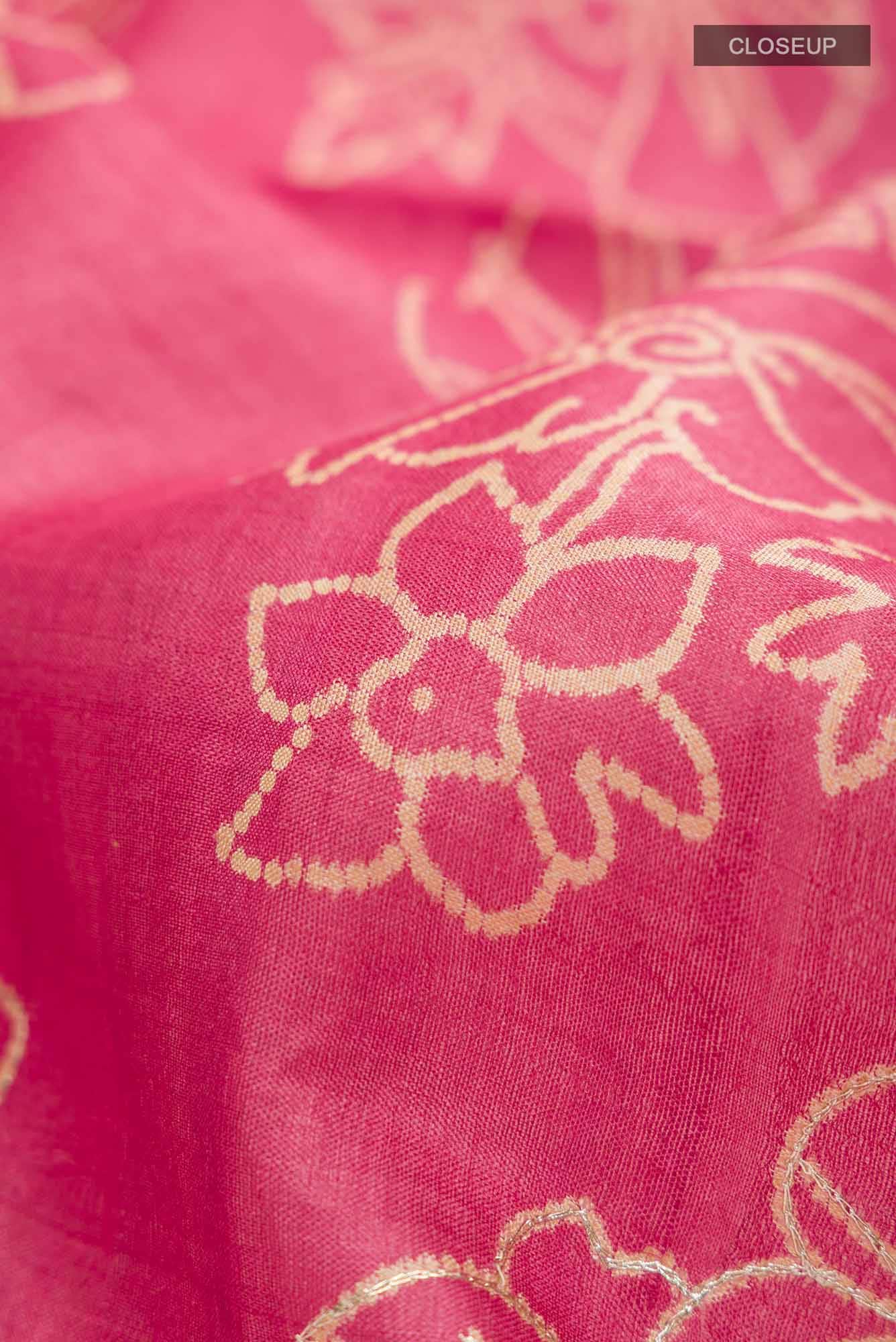Red Bhagalpuri Tussar Silk Saree