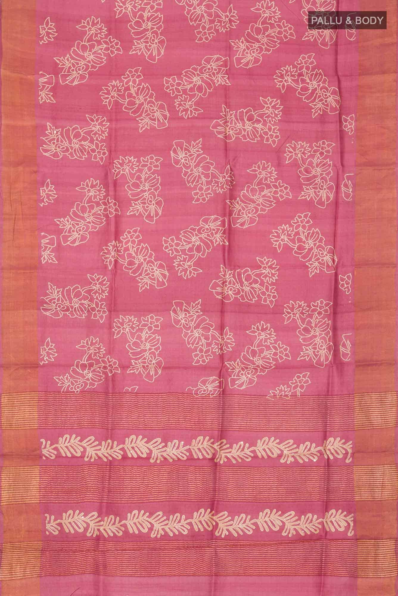 Red Bhagalpuri Tussar Silk Saree