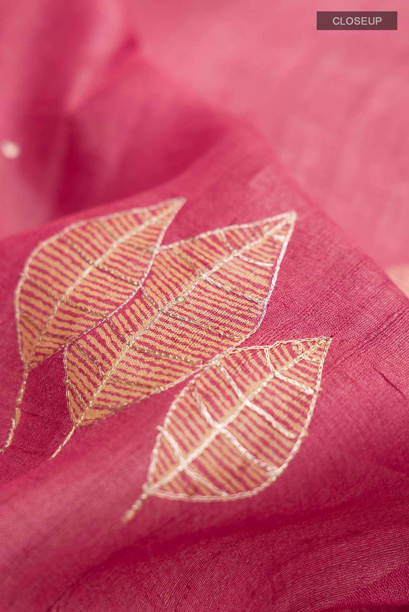 Red Bhagalpuri Tussar Silk Saree