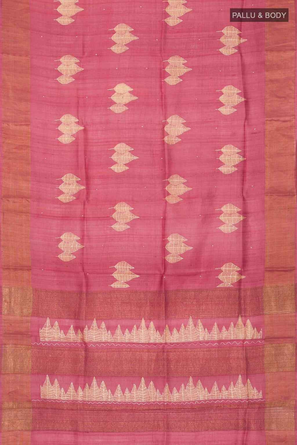 Red Bhagalpuri Tussar Silk Saree