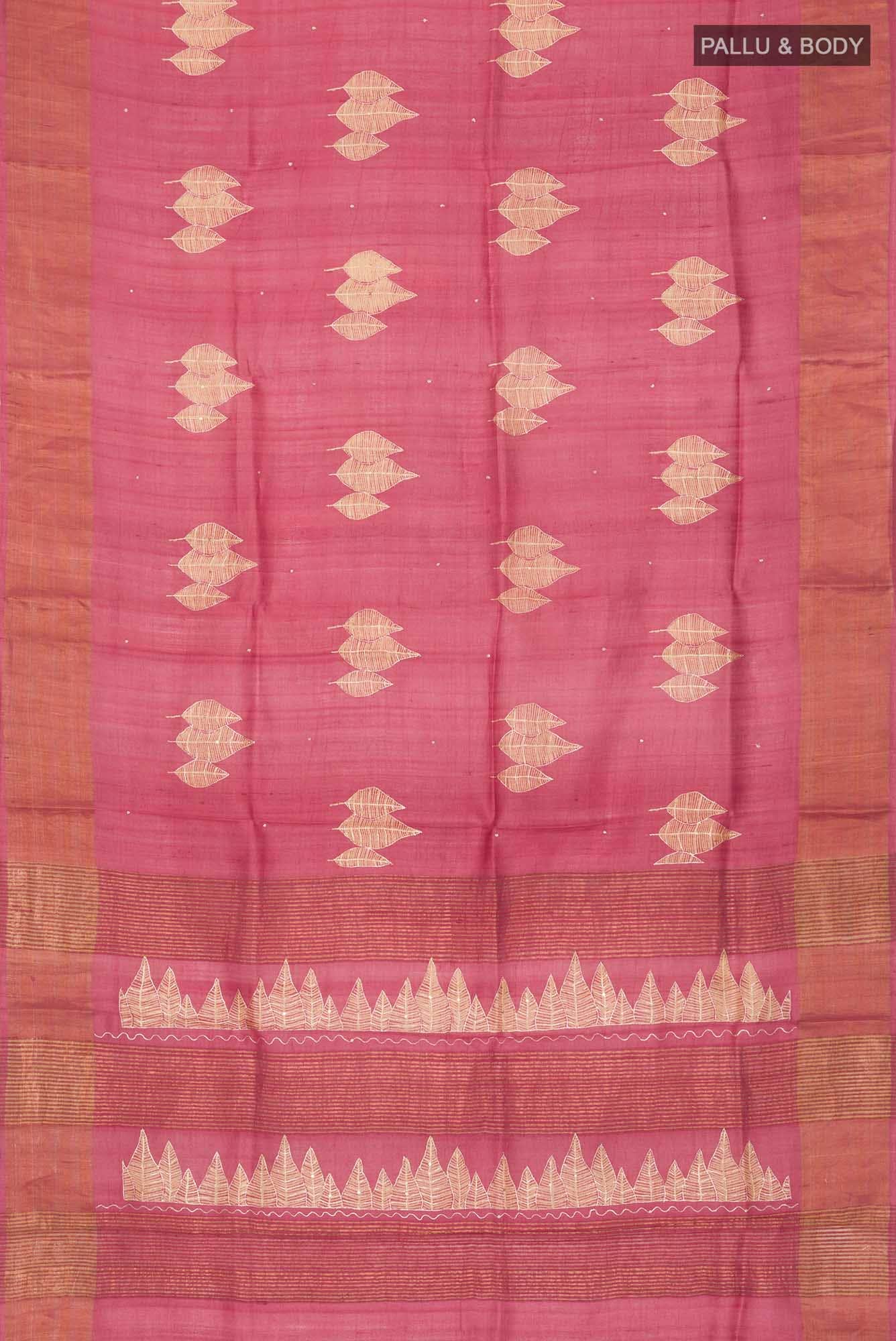 Red Bhagalpuri Tussar Silk Saree