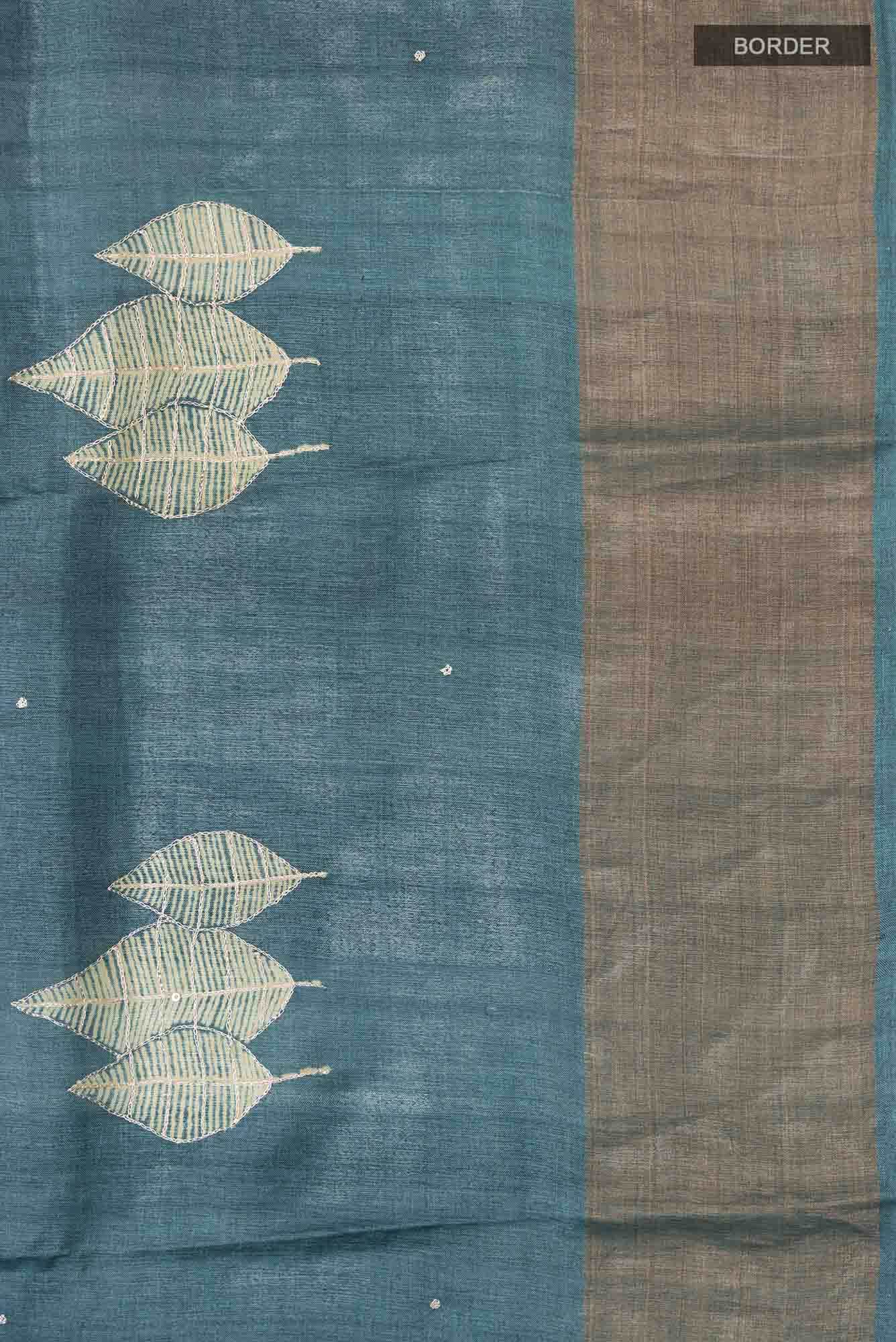 Blue Bhagalpuri Tussar Silk Saree