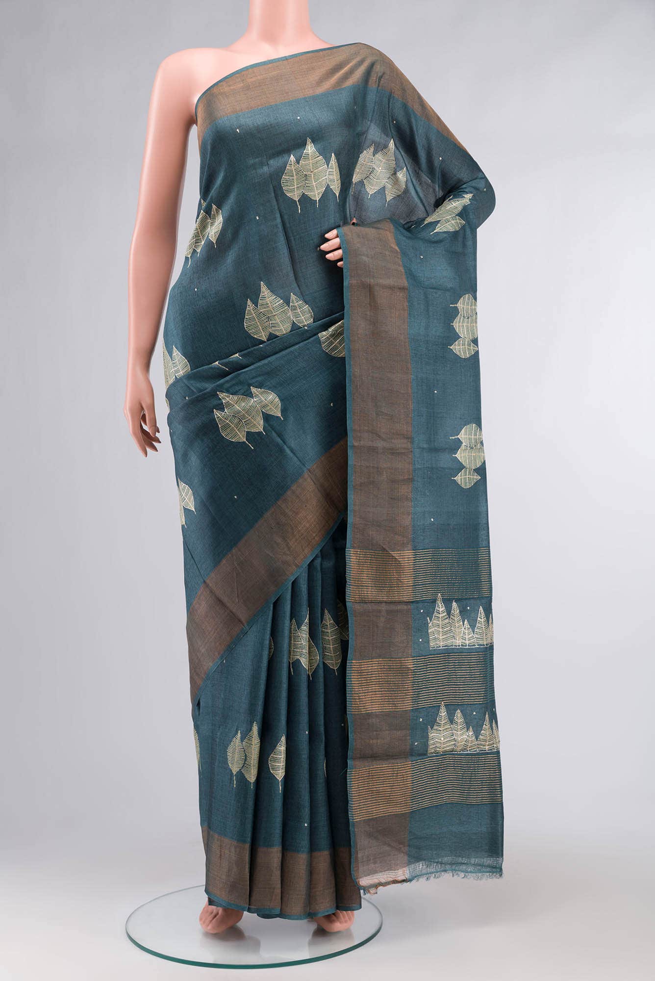 Blue Bhagalpuri Tussar Silk Saree