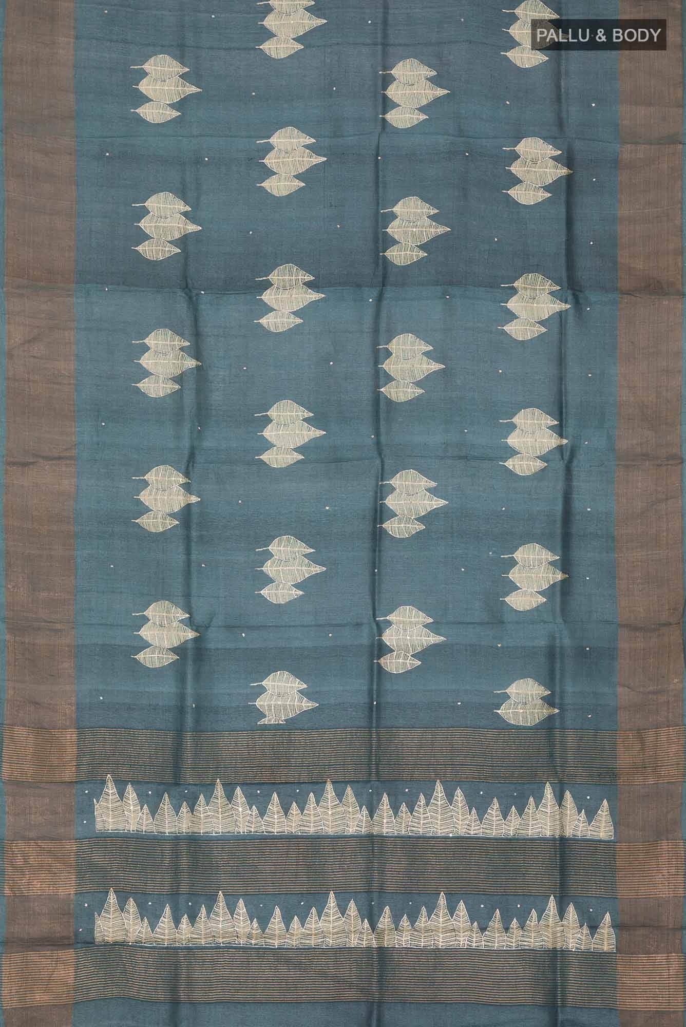 Blue Bhagalpuri Tussar Silk Saree