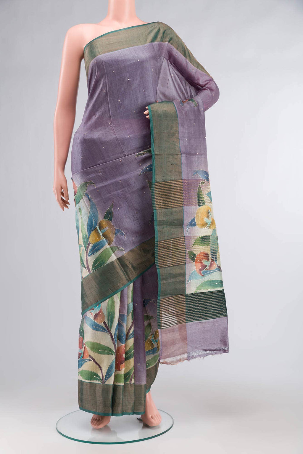 Lilac Bhagalpuri Tussar Silk Saree