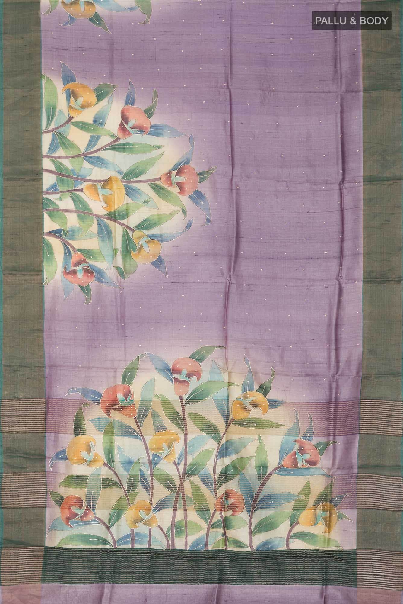 Lilac Bhagalpuri Tussar Silk Saree