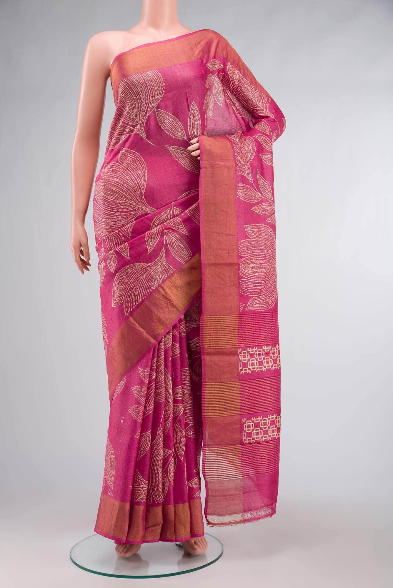 Red Bhagalpuri Tussar Silk Saree
