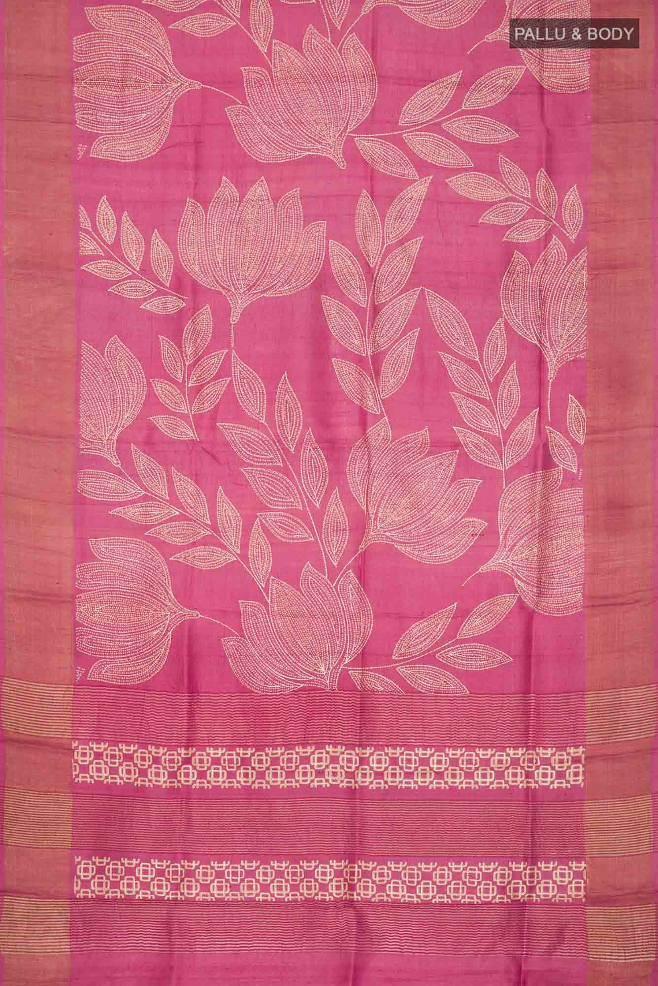 Red Bhagalpuri Tussar Silk Saree