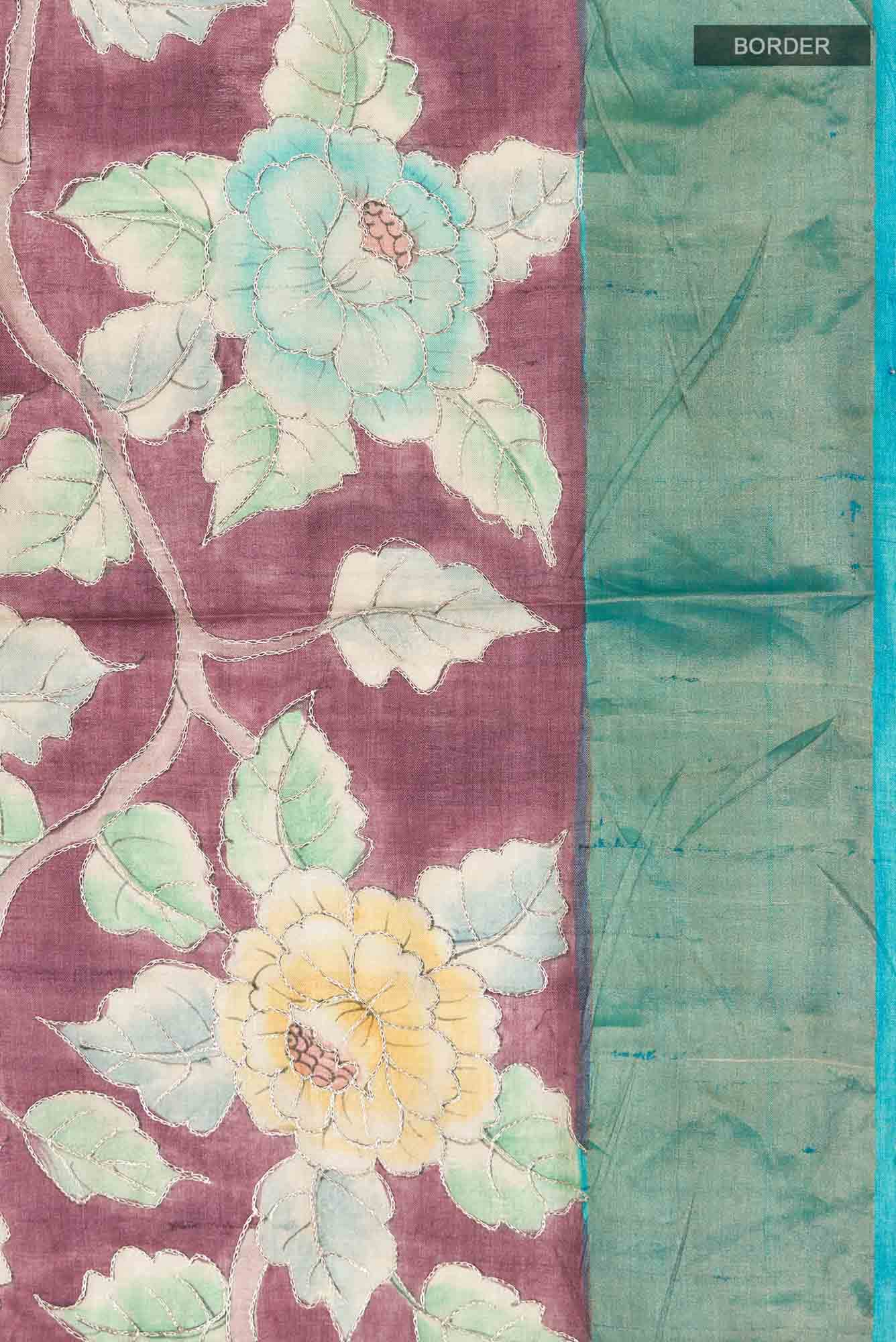 Peach Bhagalpuri Tussar Silk Saree