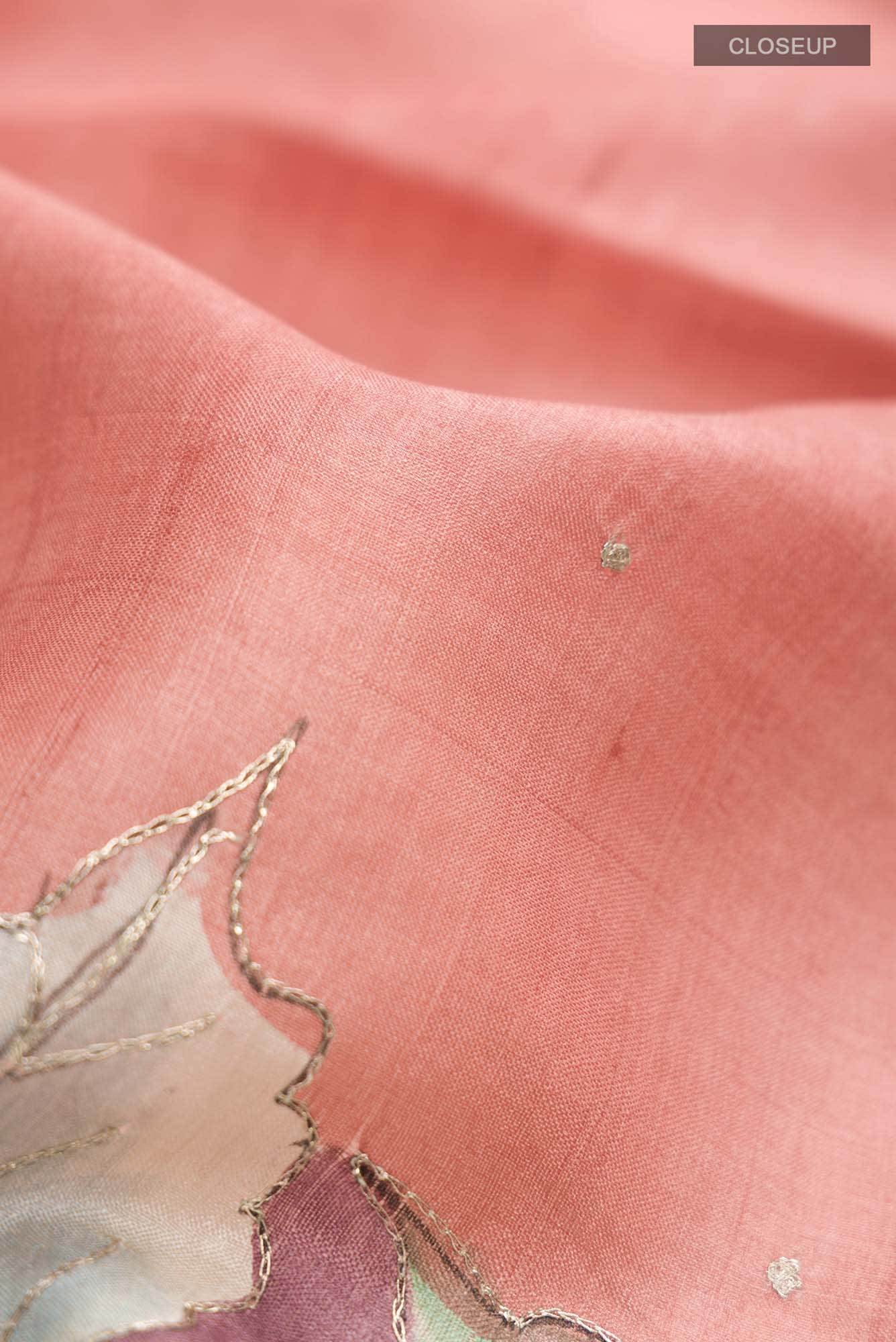 Peach Bhagalpuri Tussar Silk Saree