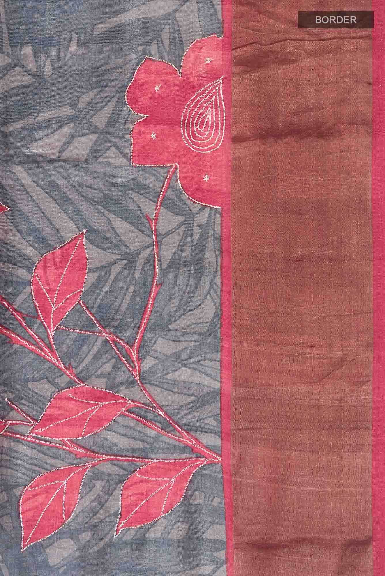 Grey Bhagalpuri Tussar Silk Saree