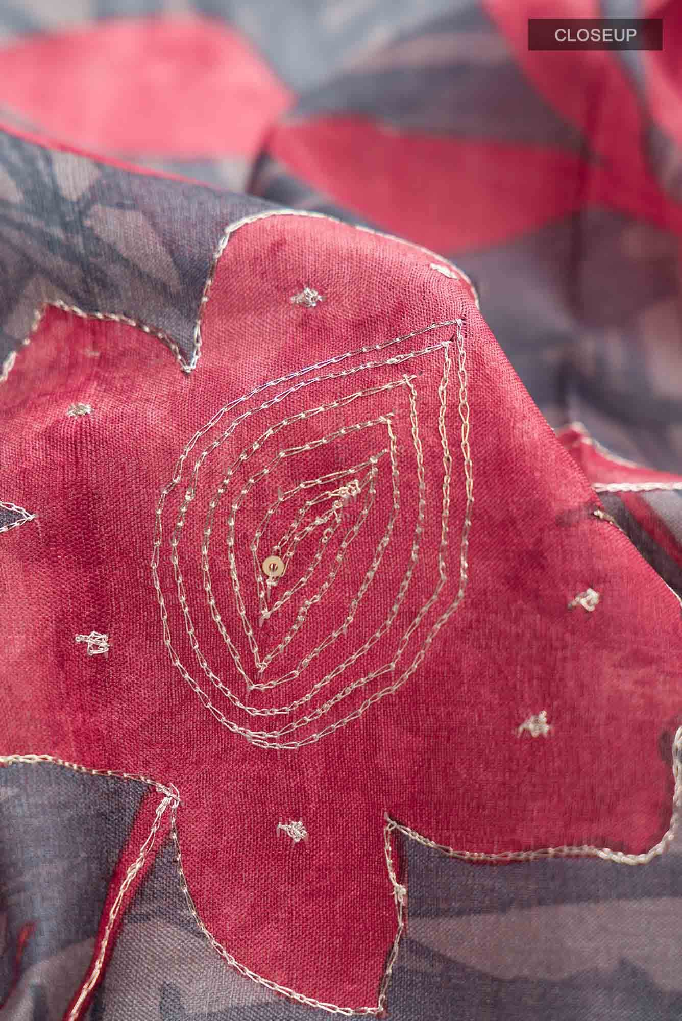 Grey Bhagalpuri Tussar Silk Saree