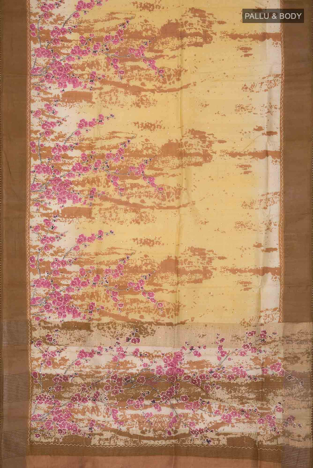 Yellow Bhagalpuri Tussar Silk Saree