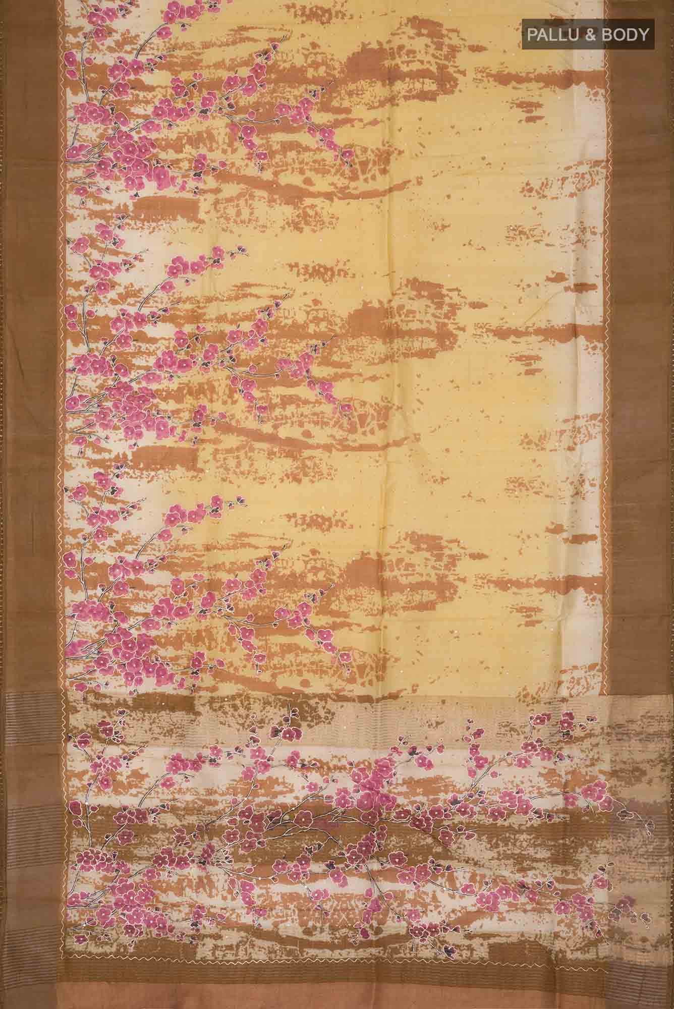 Yellow Bhagalpuri Tussar Silk Saree