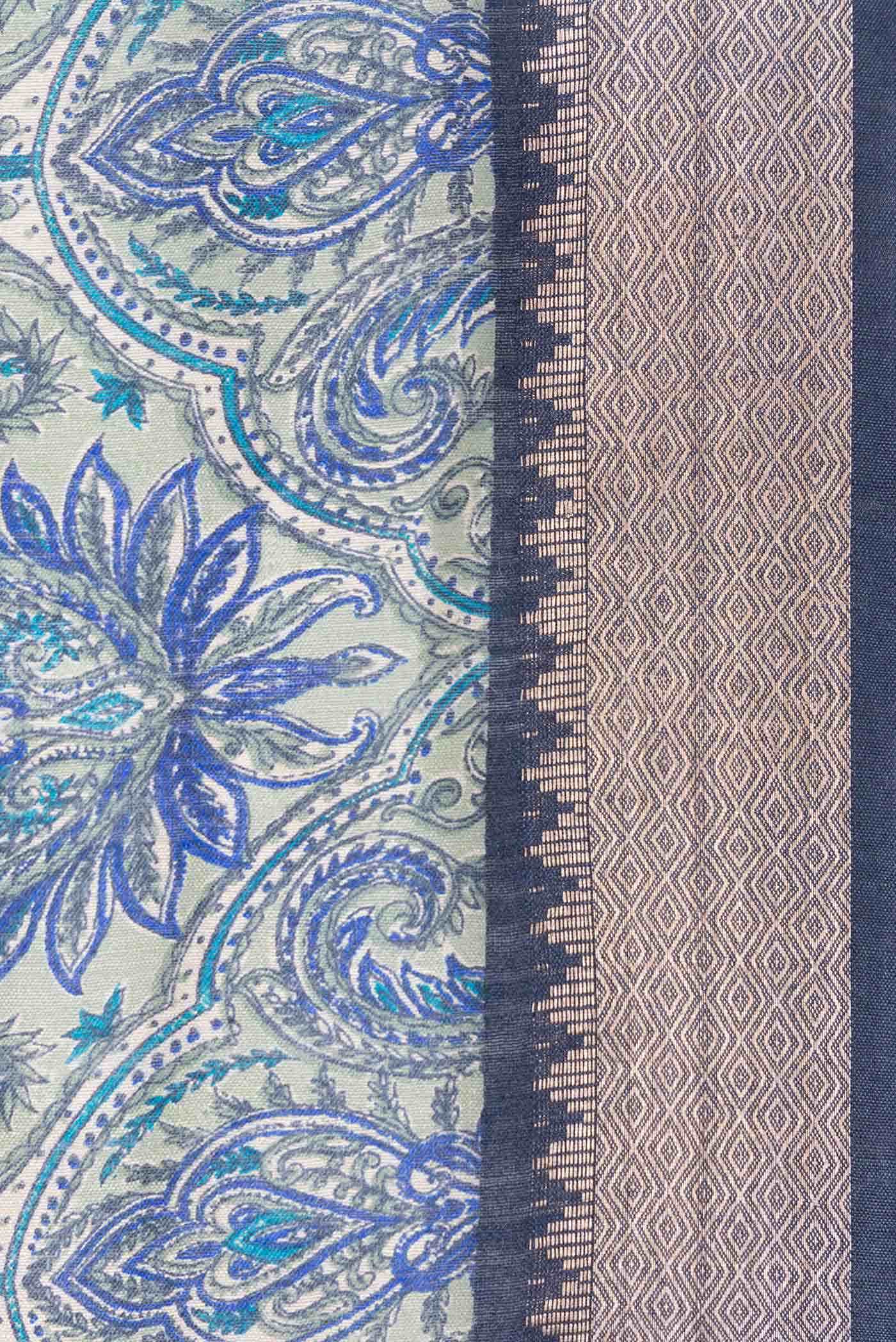 Blue Tussar Silk Saree