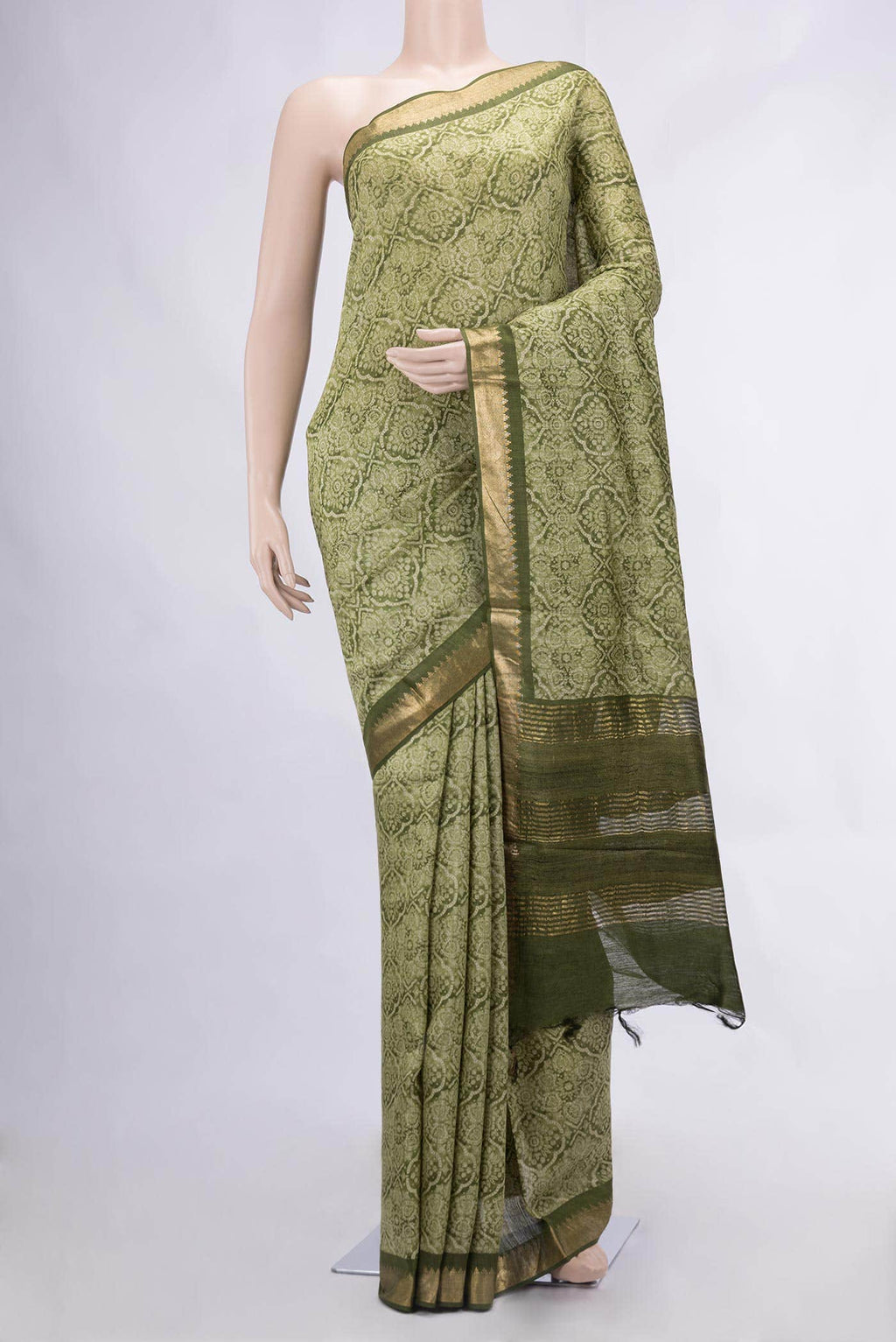 Green Tussar Silk Saree