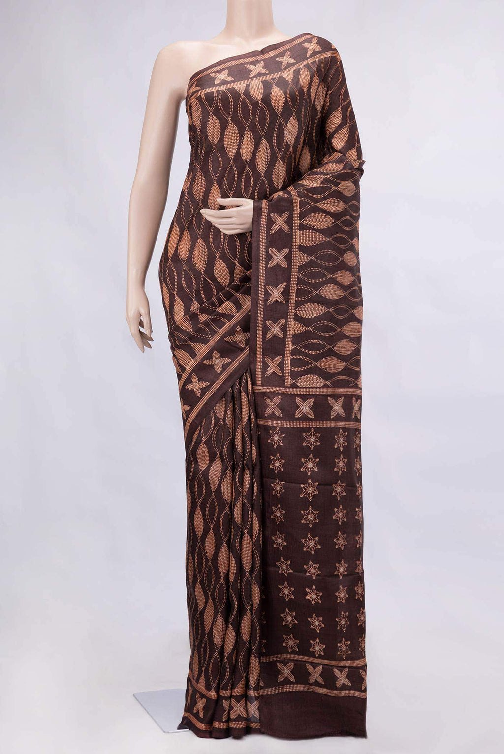 Brown Tussar Silk Saree