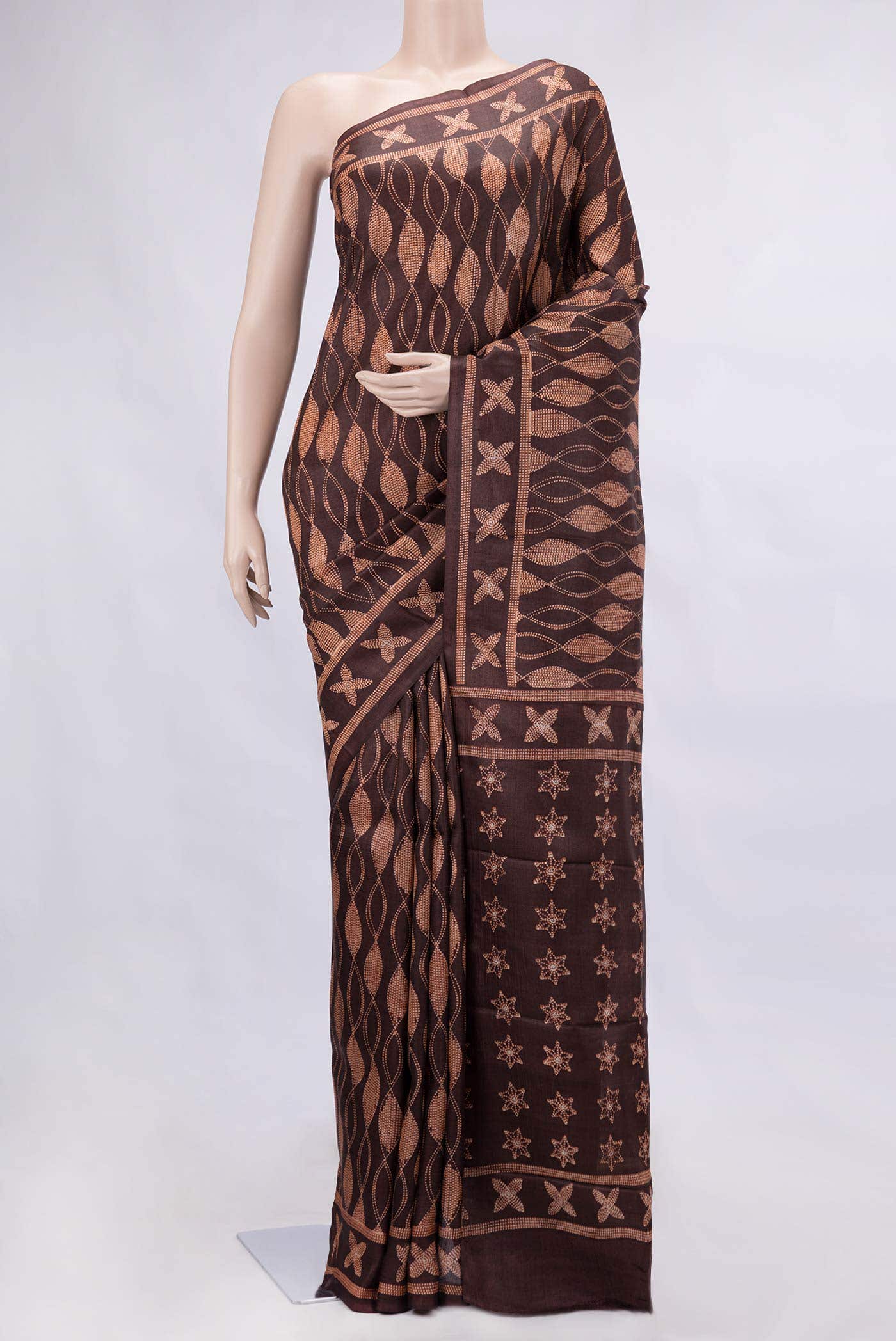 Brown Tussar Silk Saree