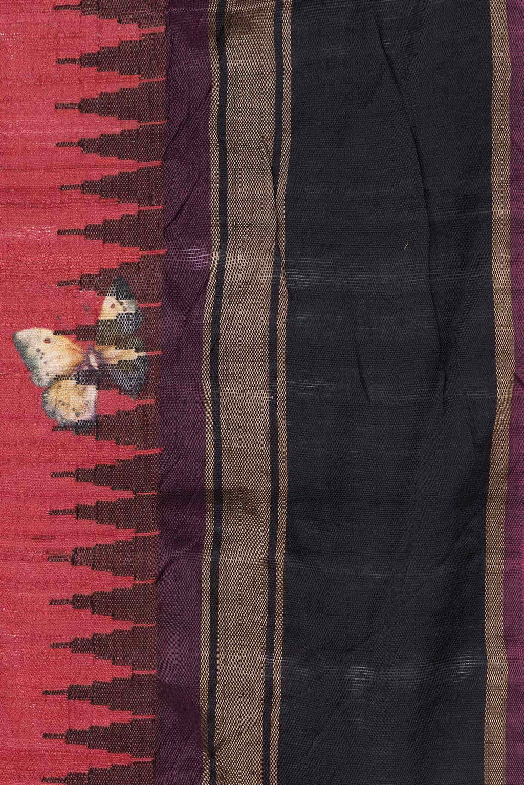 Red Dual Tone Tussar Silk Saree