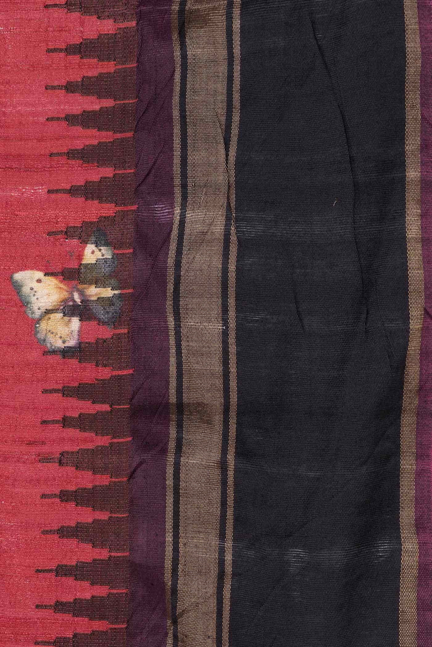 Red Dual Tone Tussar Silk Saree