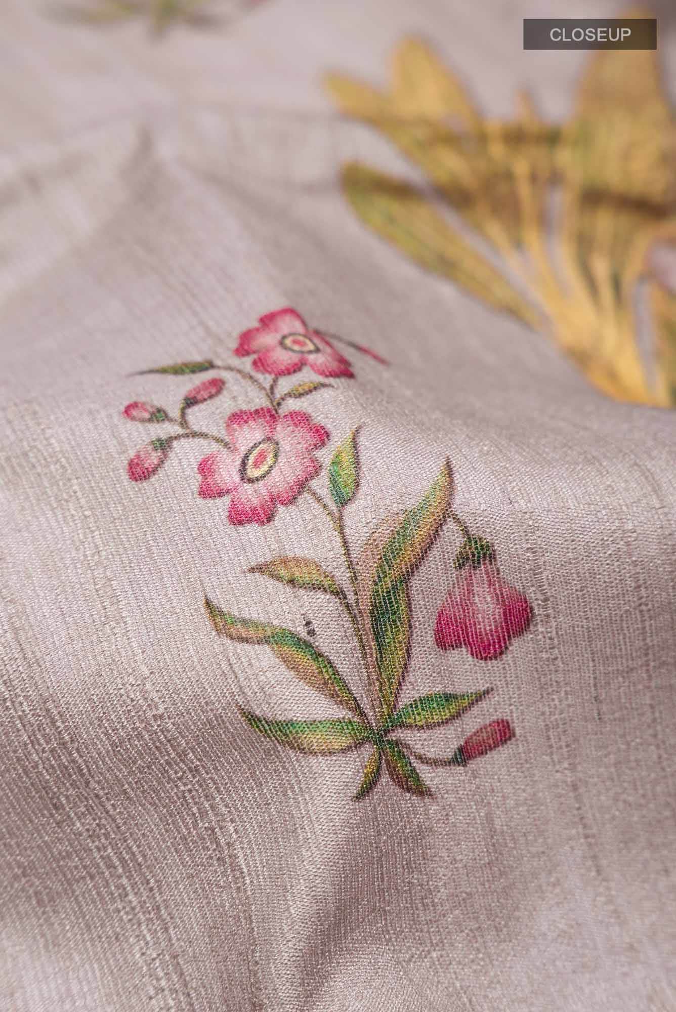 Beige Tussar Saree
