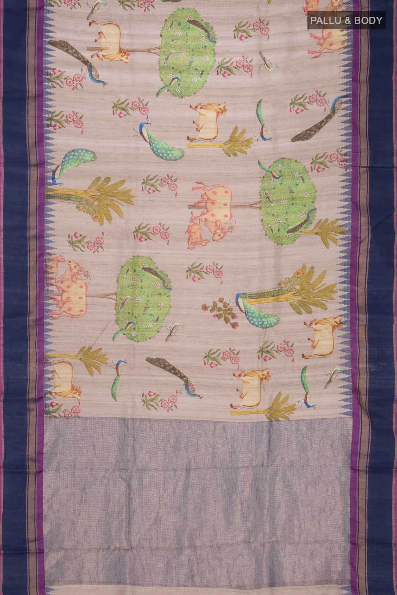 Beige Tussar Saree