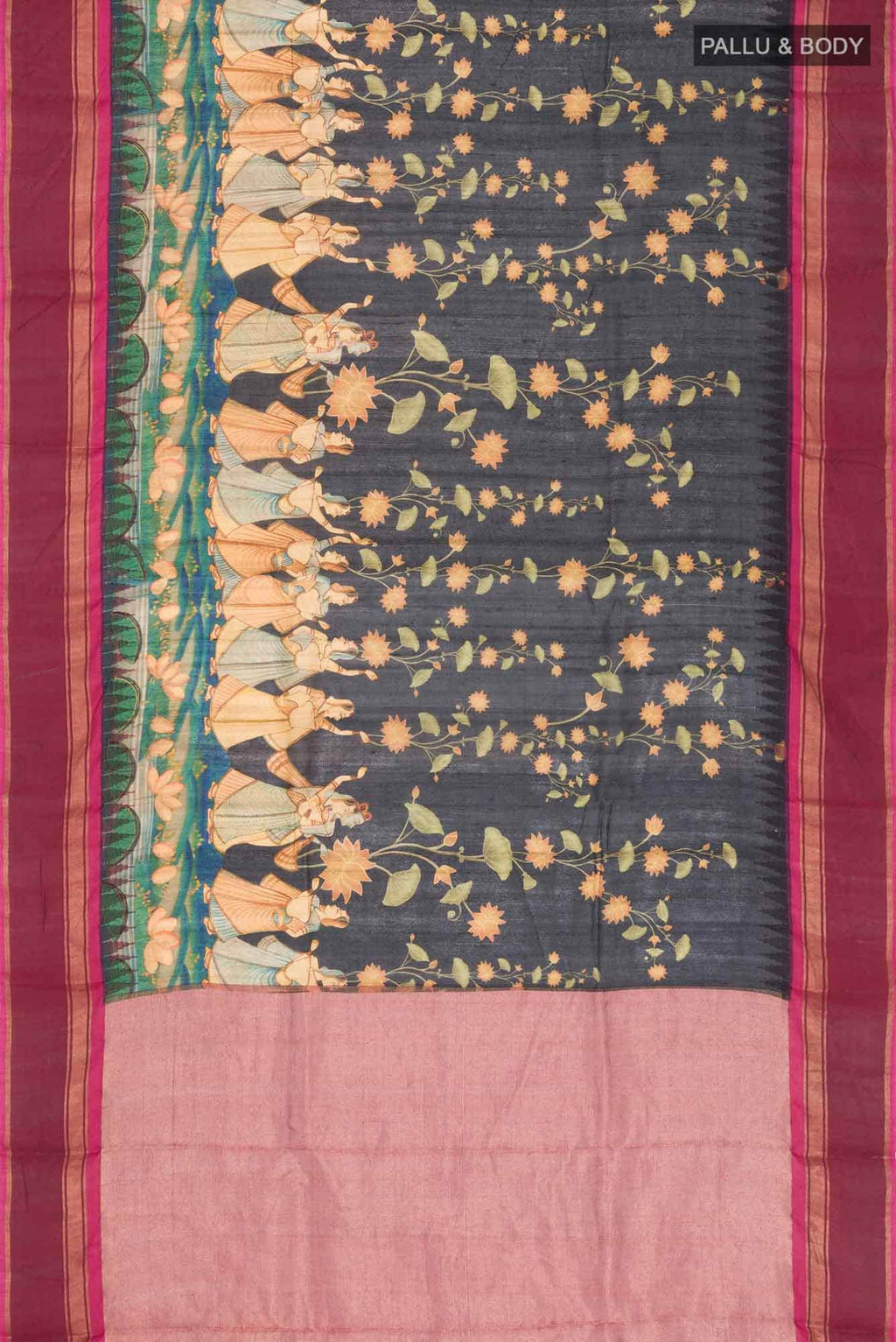Black Tussar Silk Saree