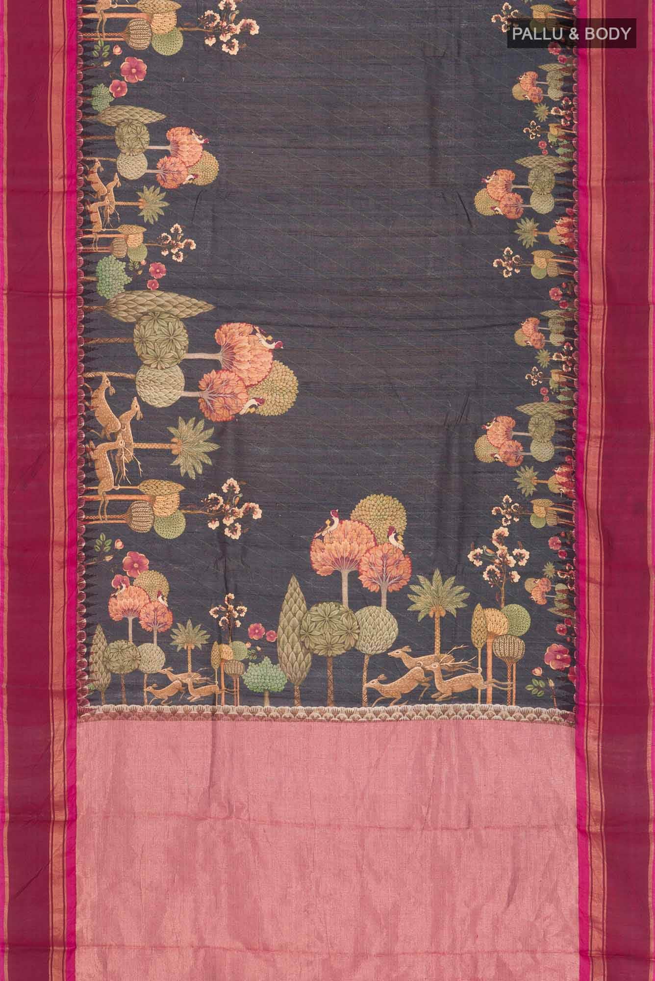 Blue Tussar Silk Saree