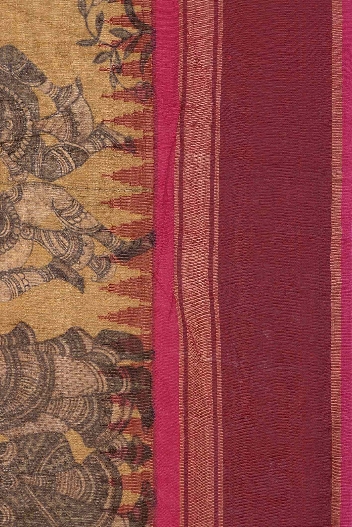 Mustard Dual Tone Tussar Silk Saree