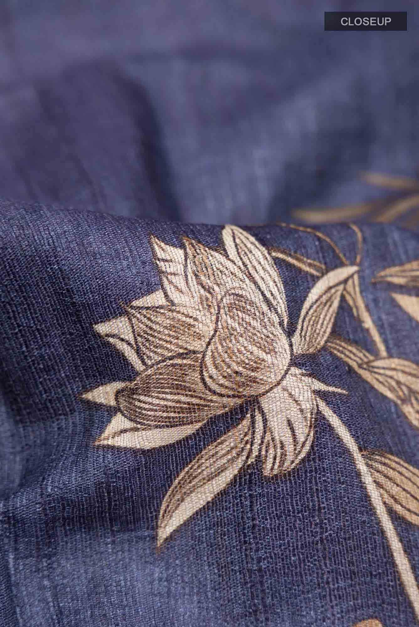 Navy Blue Tussar Saree