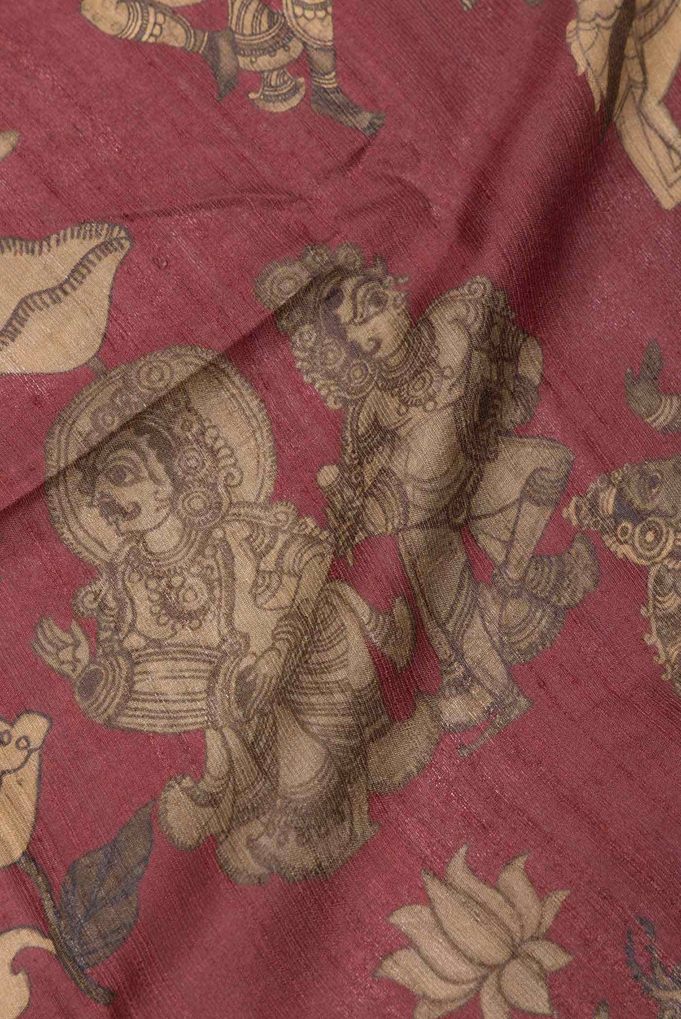 Maroon Dual Tone Tussar Silk Saree