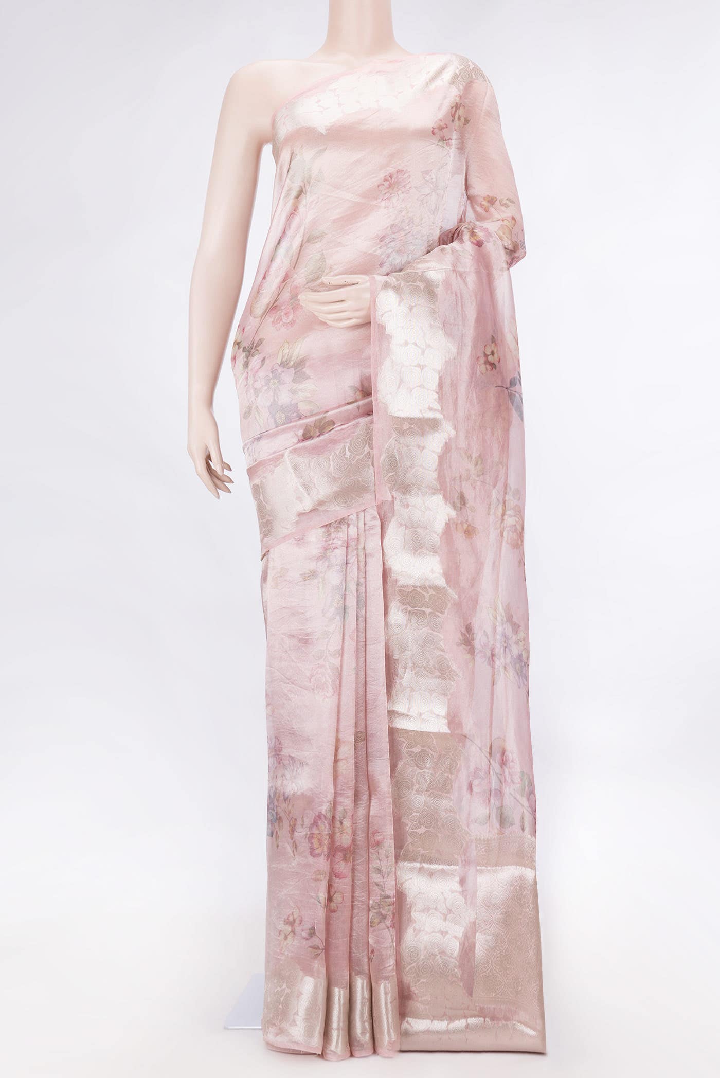 Pink Dual Tone Organza Silk Saree