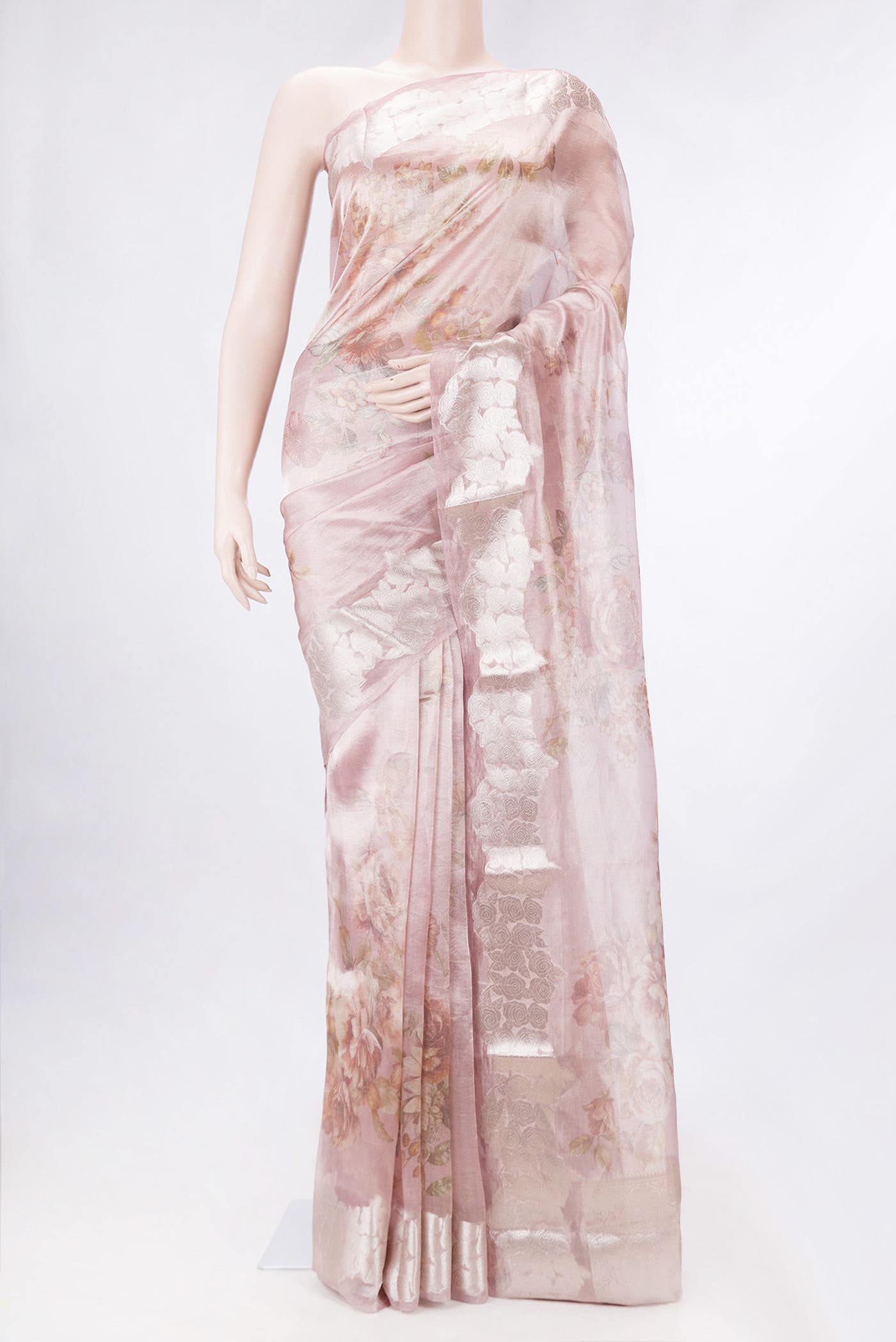 Pink Dual Tone Organza Silk Saree