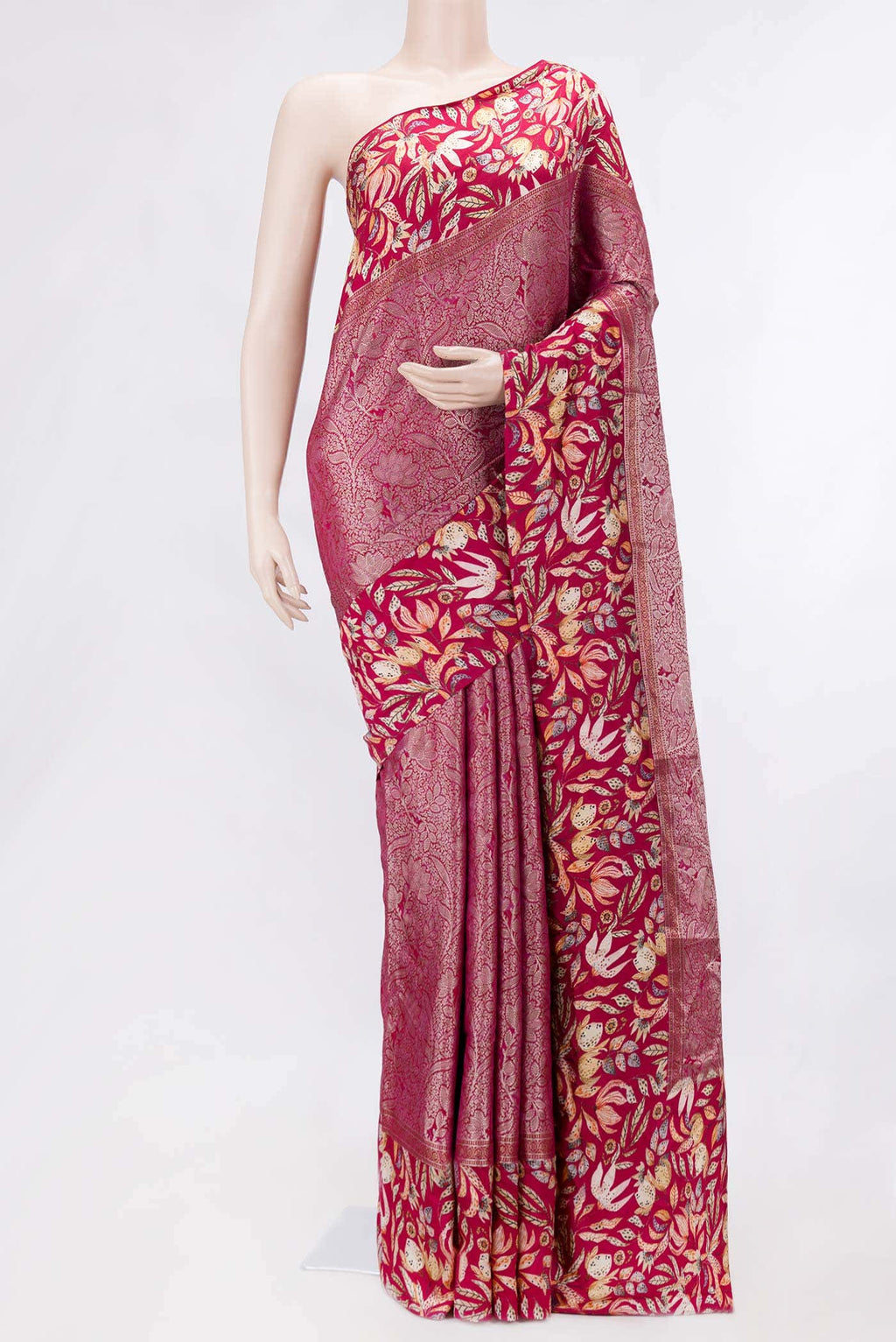Rani Pink Dual Tone Tussar Silk Saree