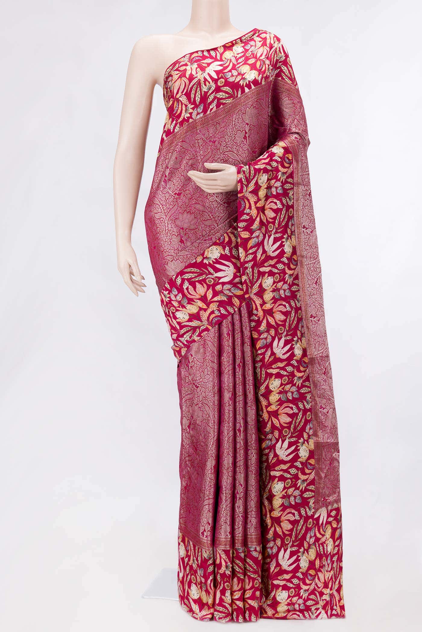 Rani Pink Dual Tone Tussar Silk Saree