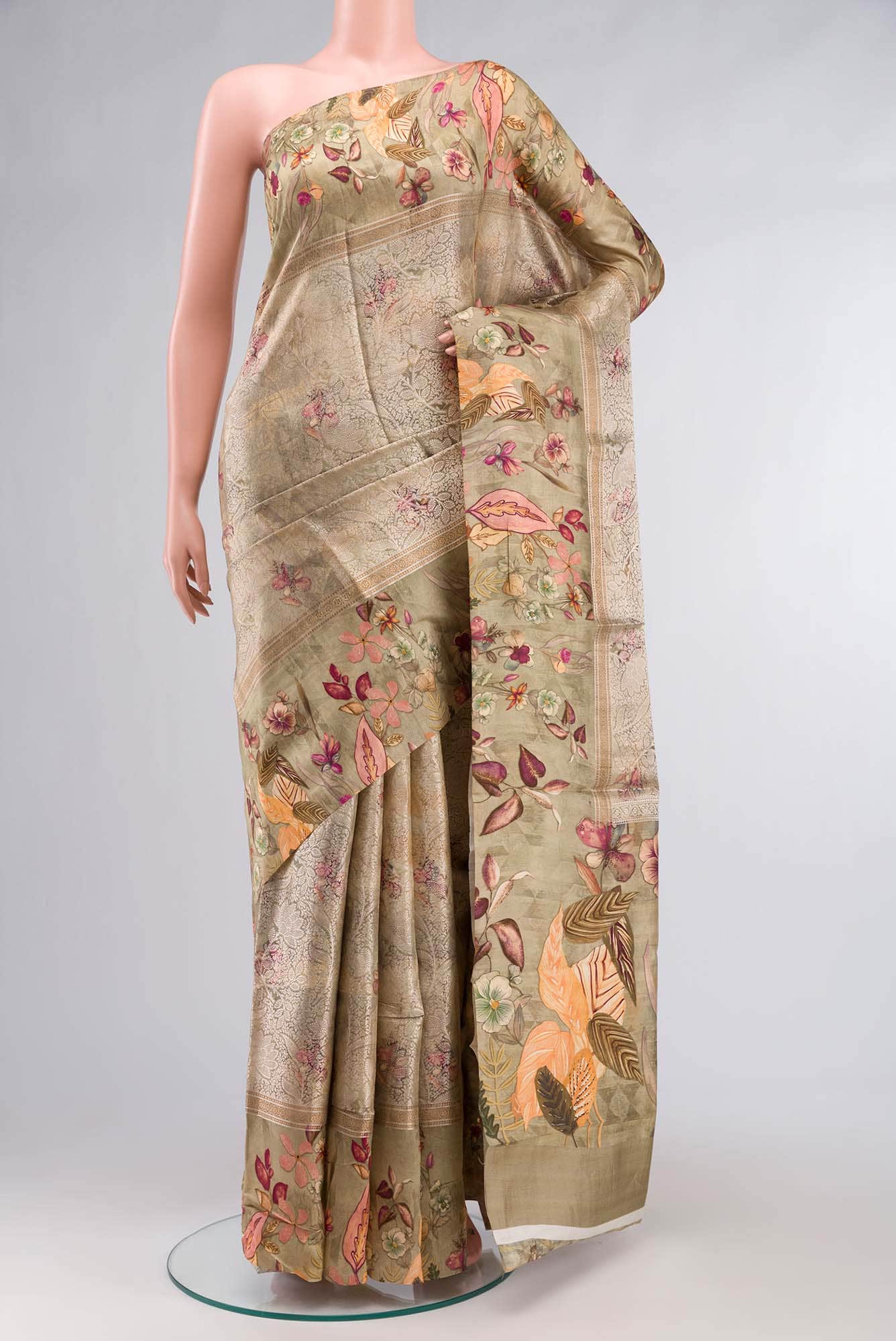 Green Banarasi Raw Silk Saree