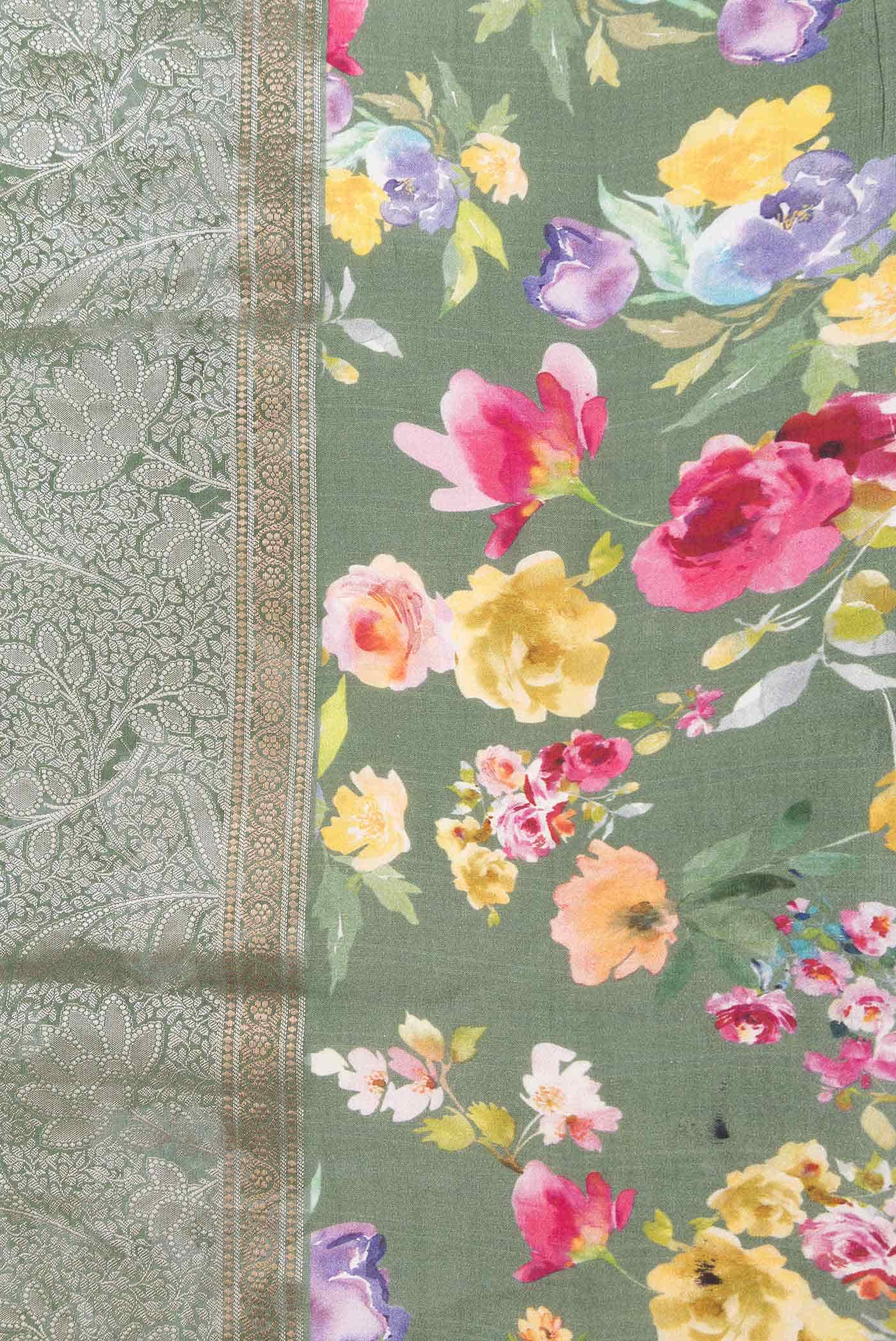 Green Dual Tone Tussar Silk Saree