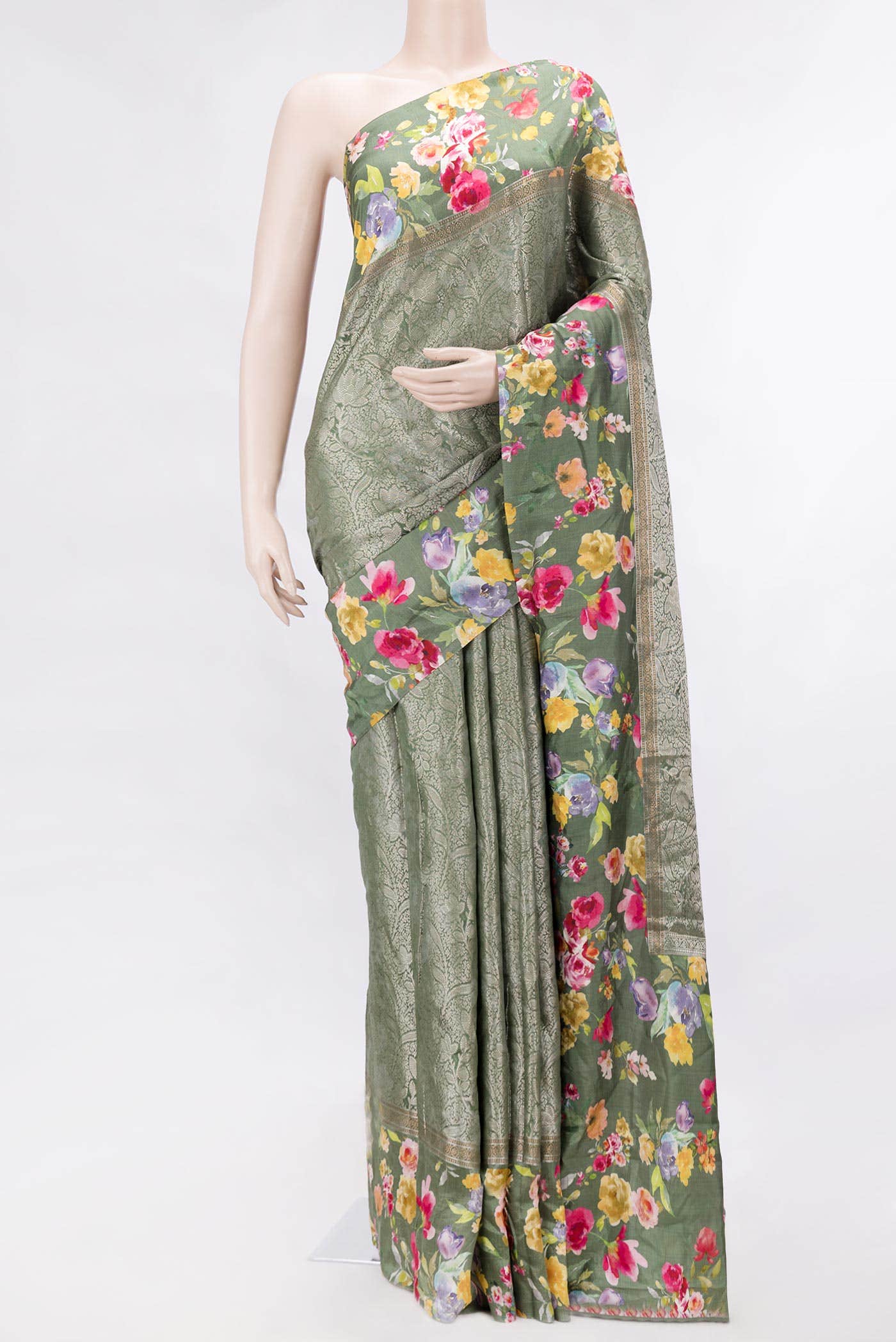 Green Dual Tone Tussar Silk Saree