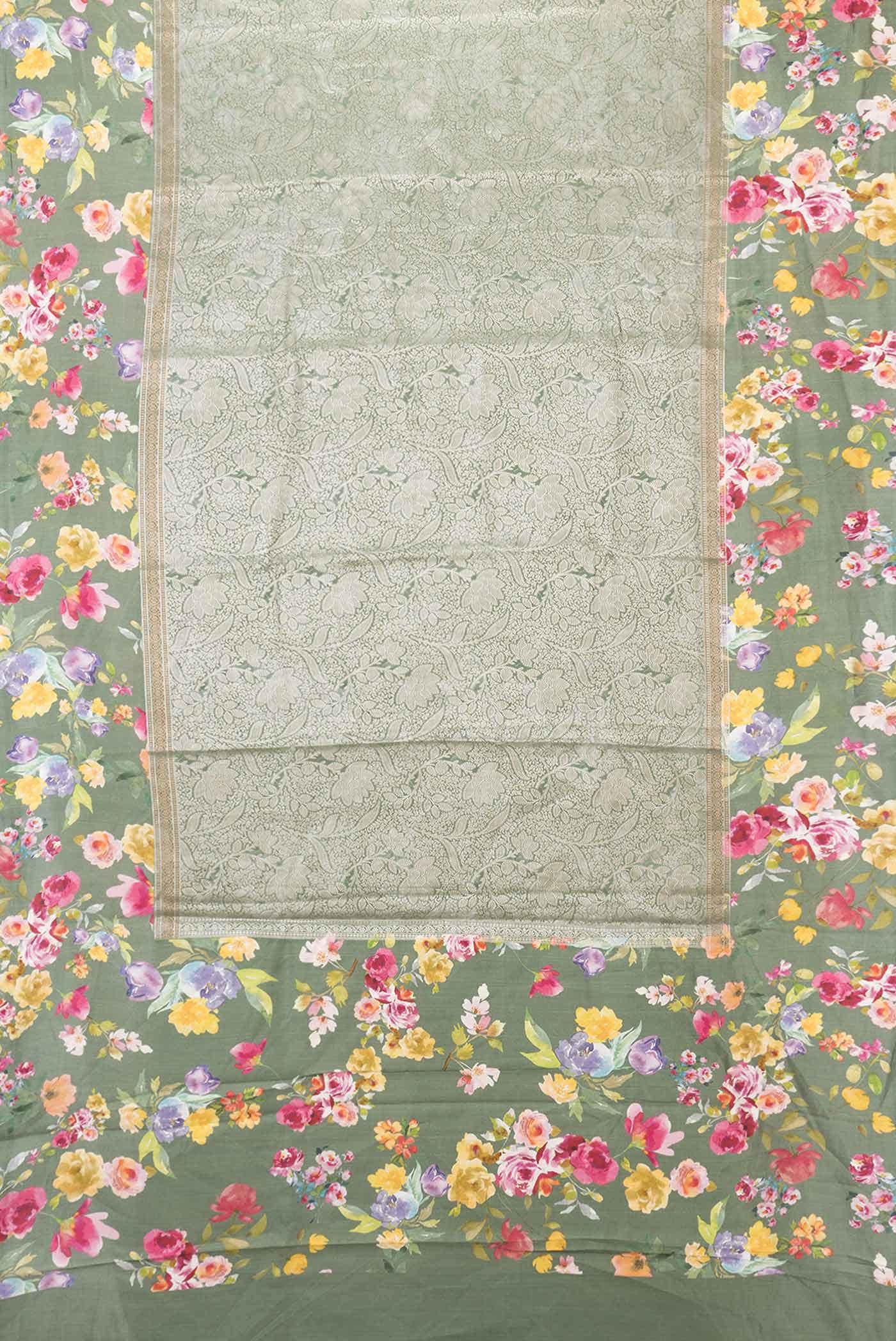 Green Dual Tone Tussar Silk Saree