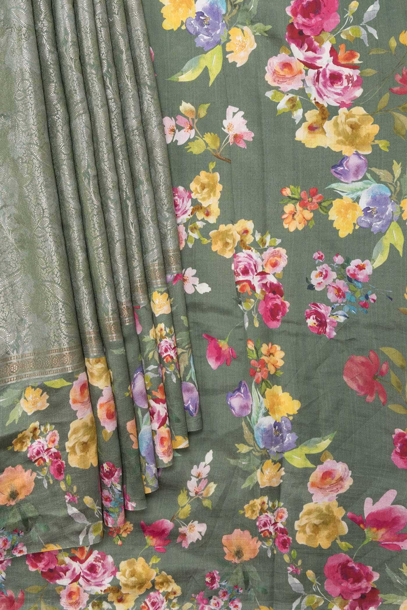 Green Dual Tone Tussar Silk Saree