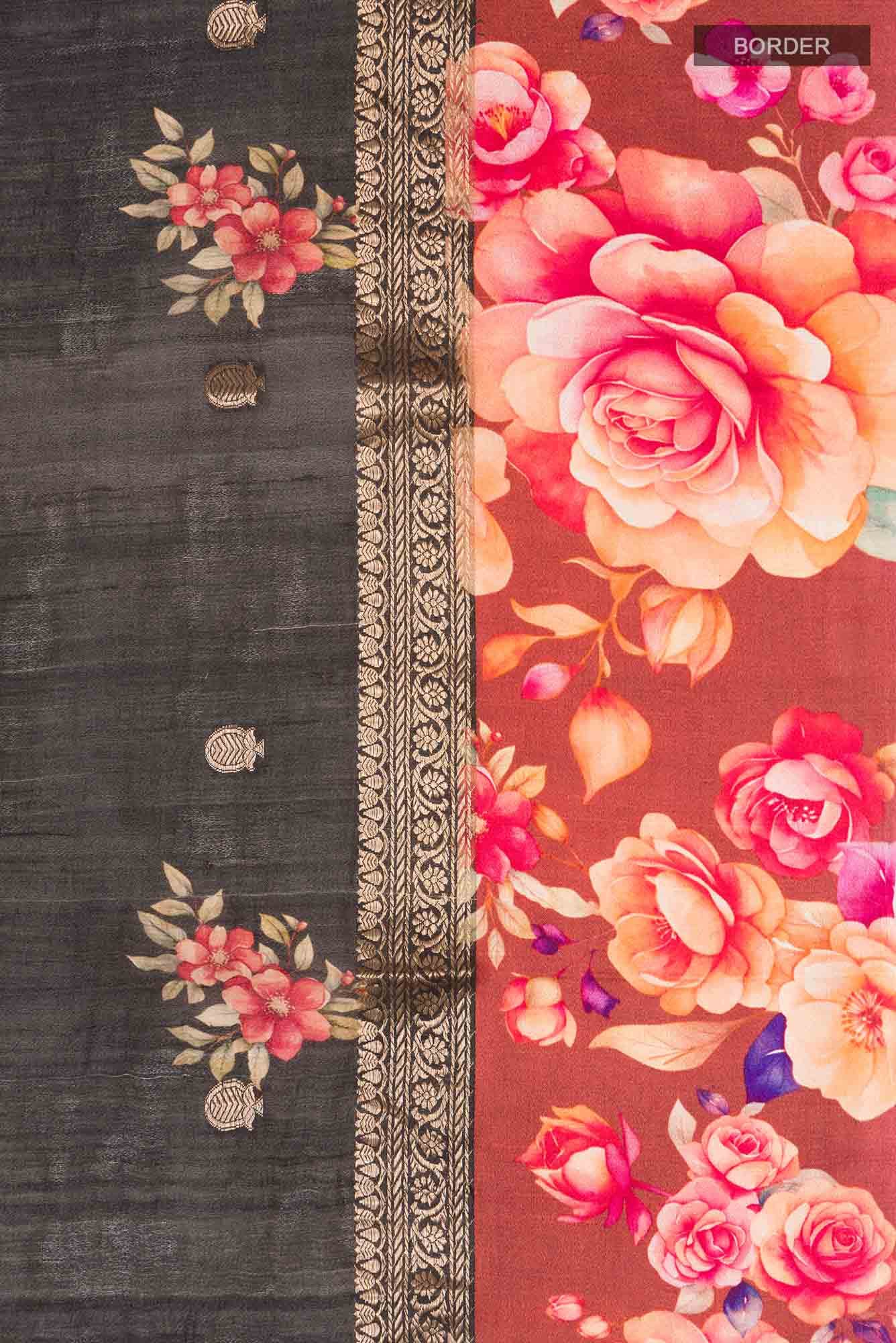 Black Bhagalpuri Tussar Silk Saree