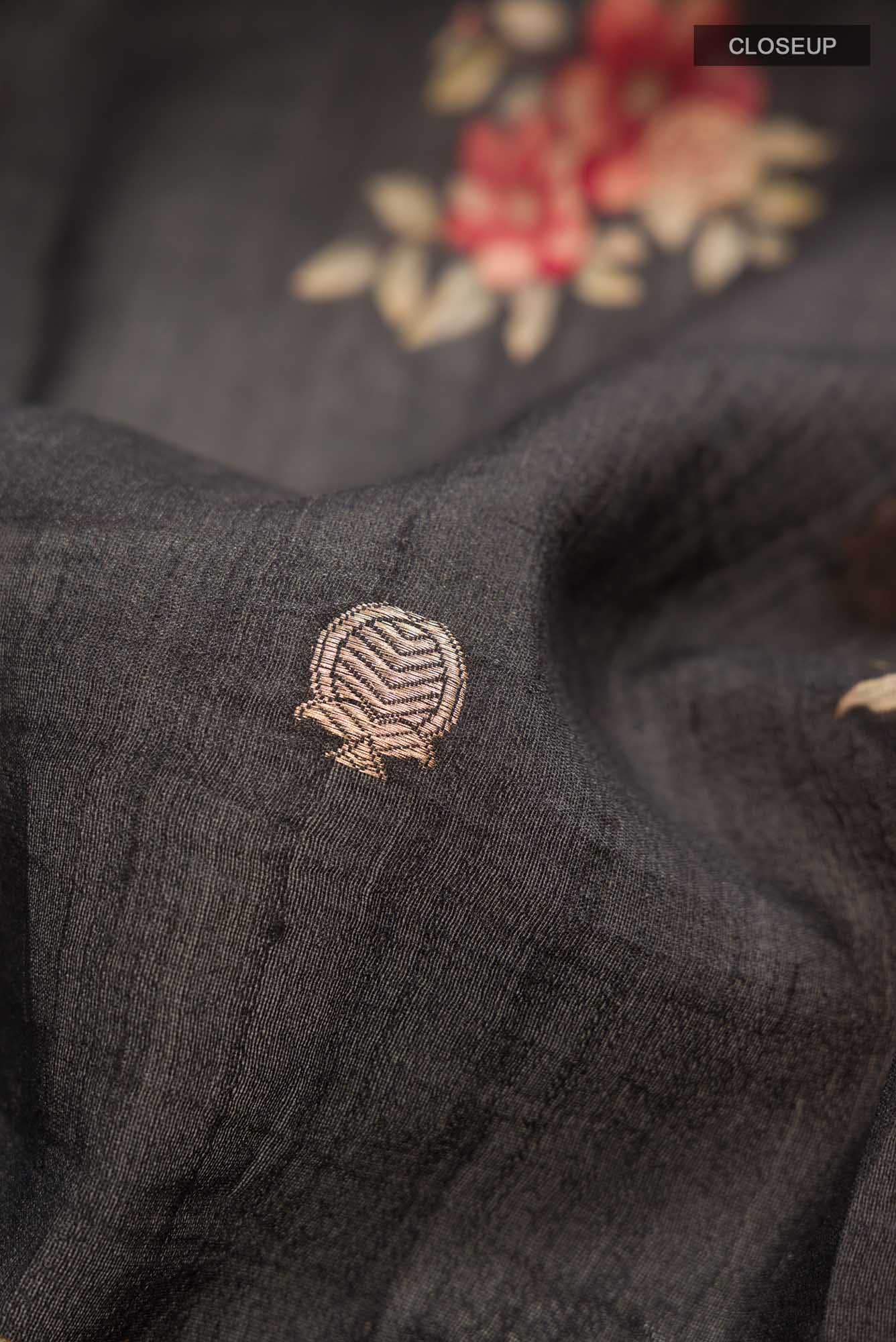 Black Bhagalpuri Tussar Silk Saree