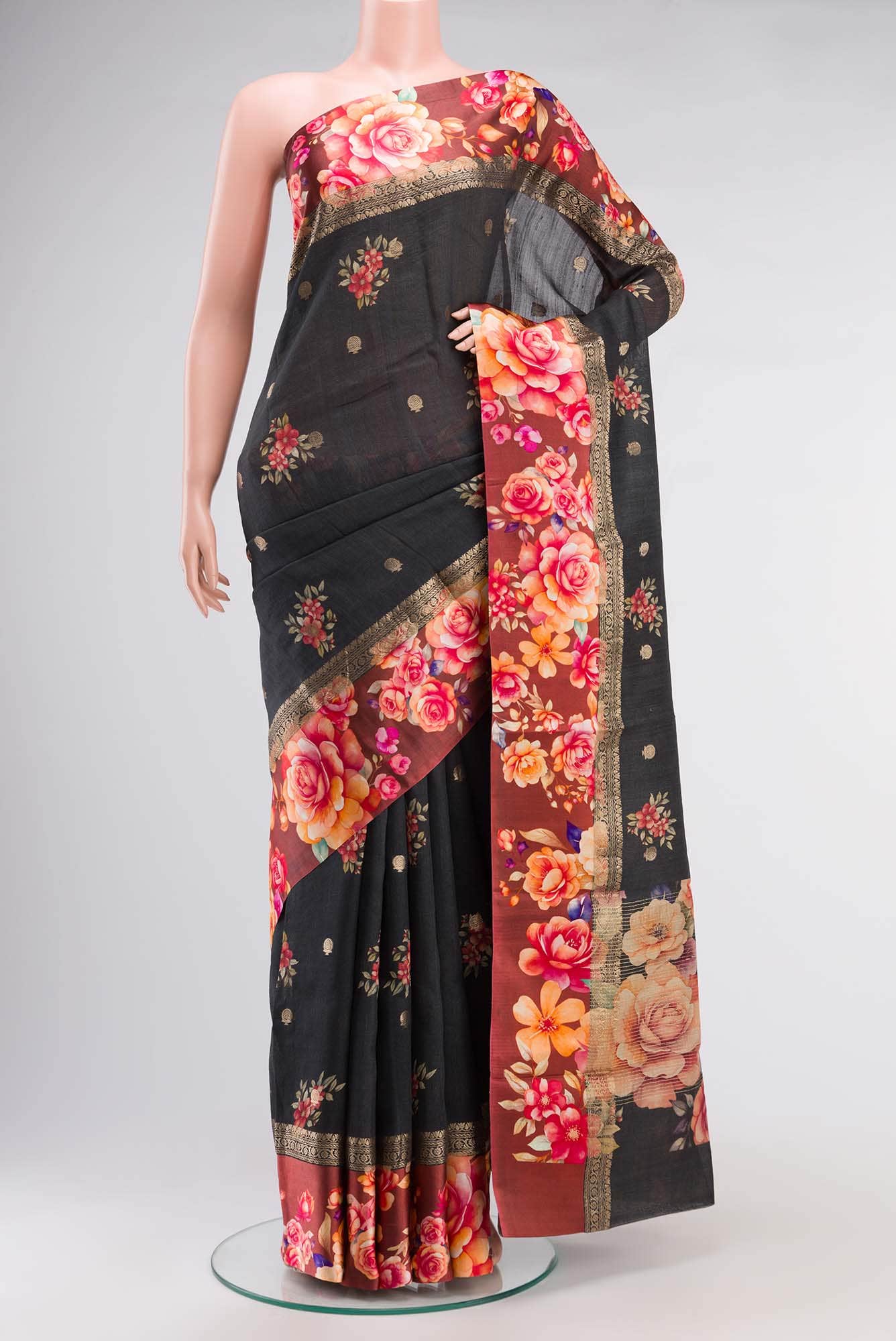 Black Bhagalpuri Tussar Silk Saree