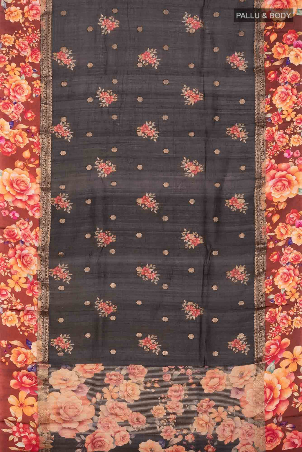 Black Bhagalpuri Tussar Silk Saree