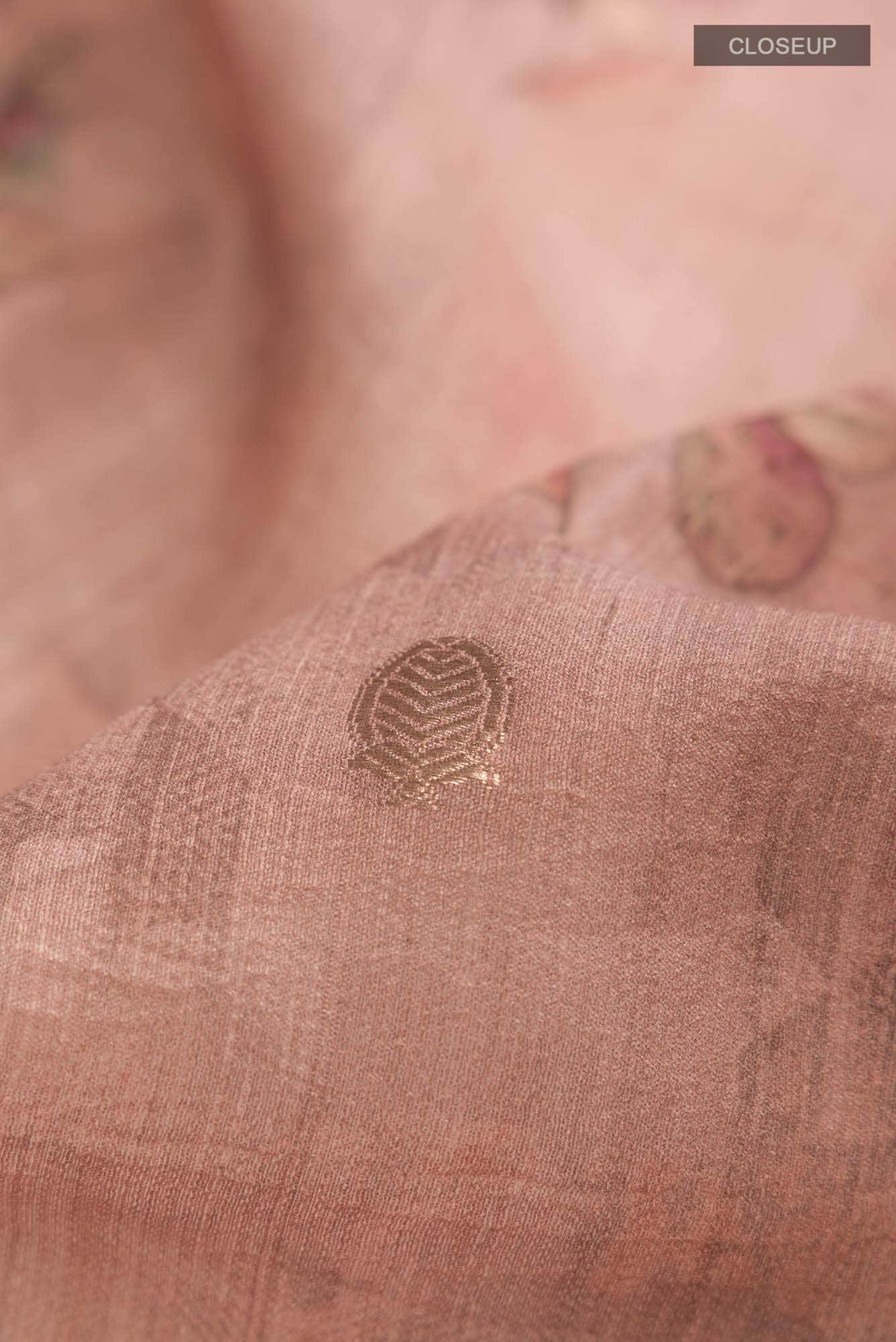 Rose Gold Bhagalpuri Tussar Silk Saree