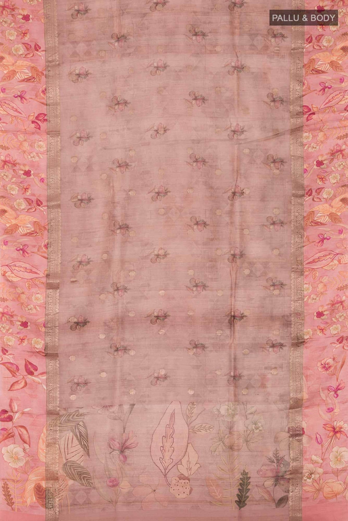 Rose Gold Bhagalpuri Tussar Silk Saree