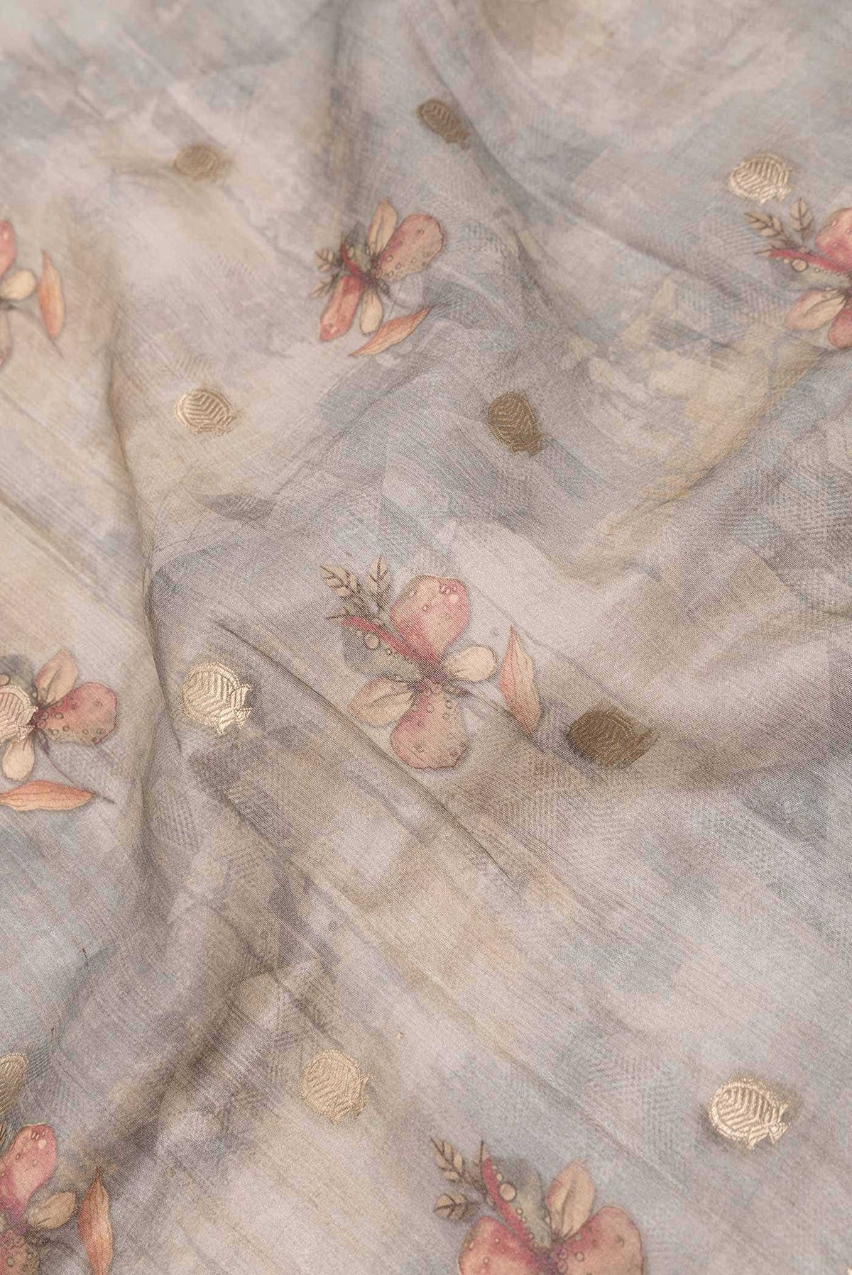 Pure Silk Grey Dual Tone Tussar Saree